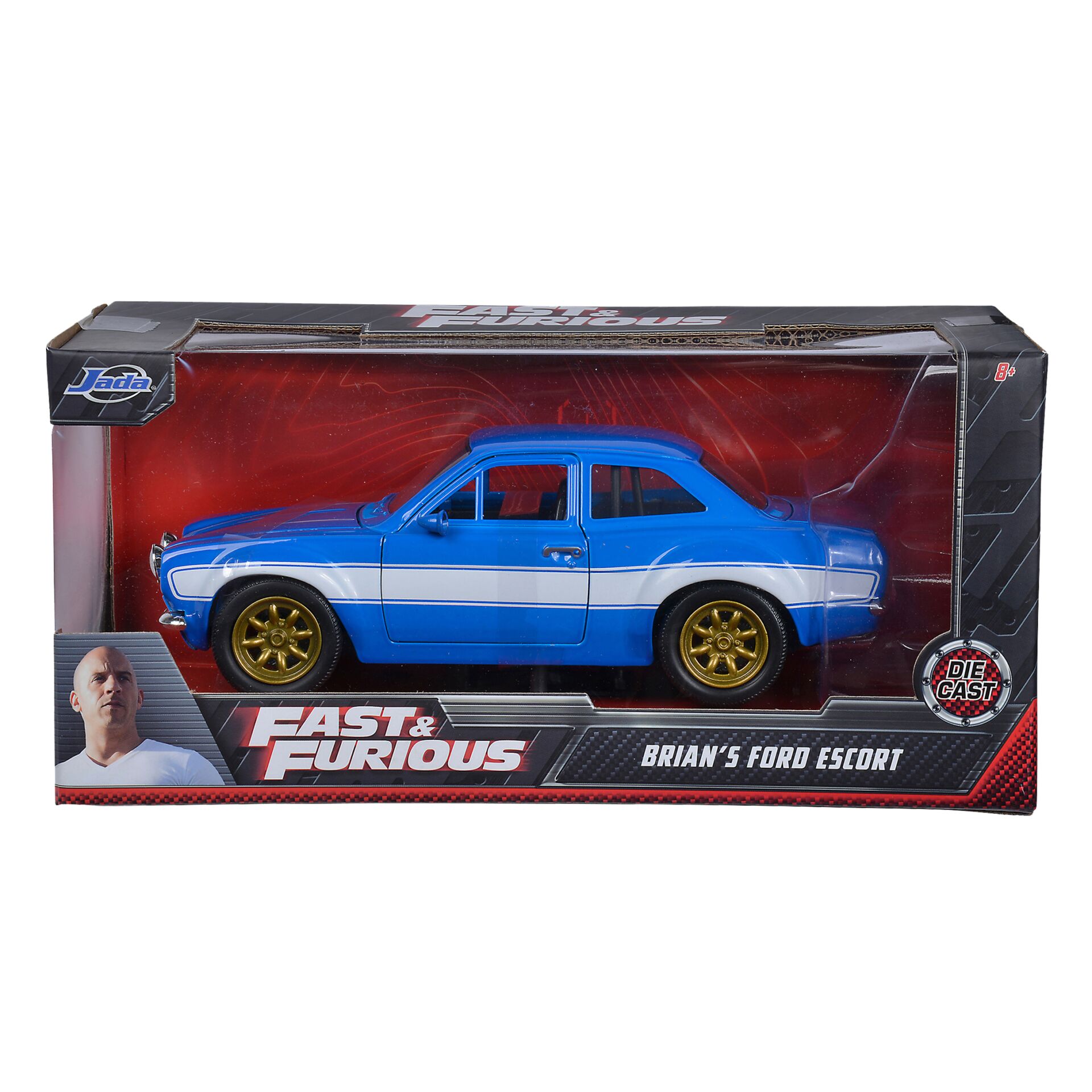 Modellauto, Ford Escort, Blaues Auto, Goldene Felgen, Die Cast