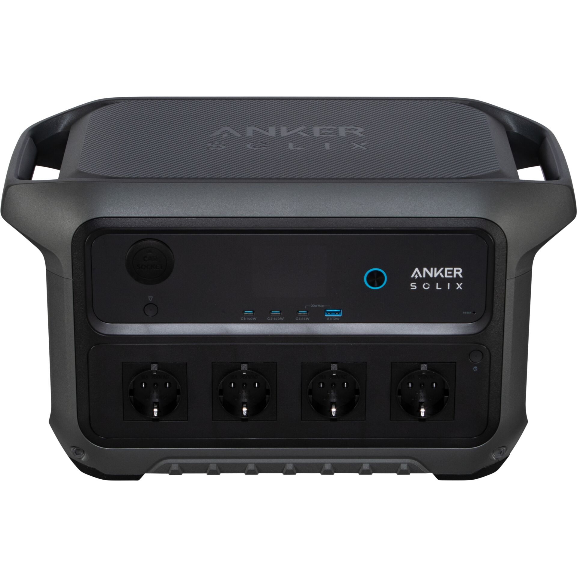 Power station, Portable generator, UDC battery, AC outlets, USB-C ports, Tragbarer Stromgenerator, Power Station, Anschlüsse, Schwarz, Solix