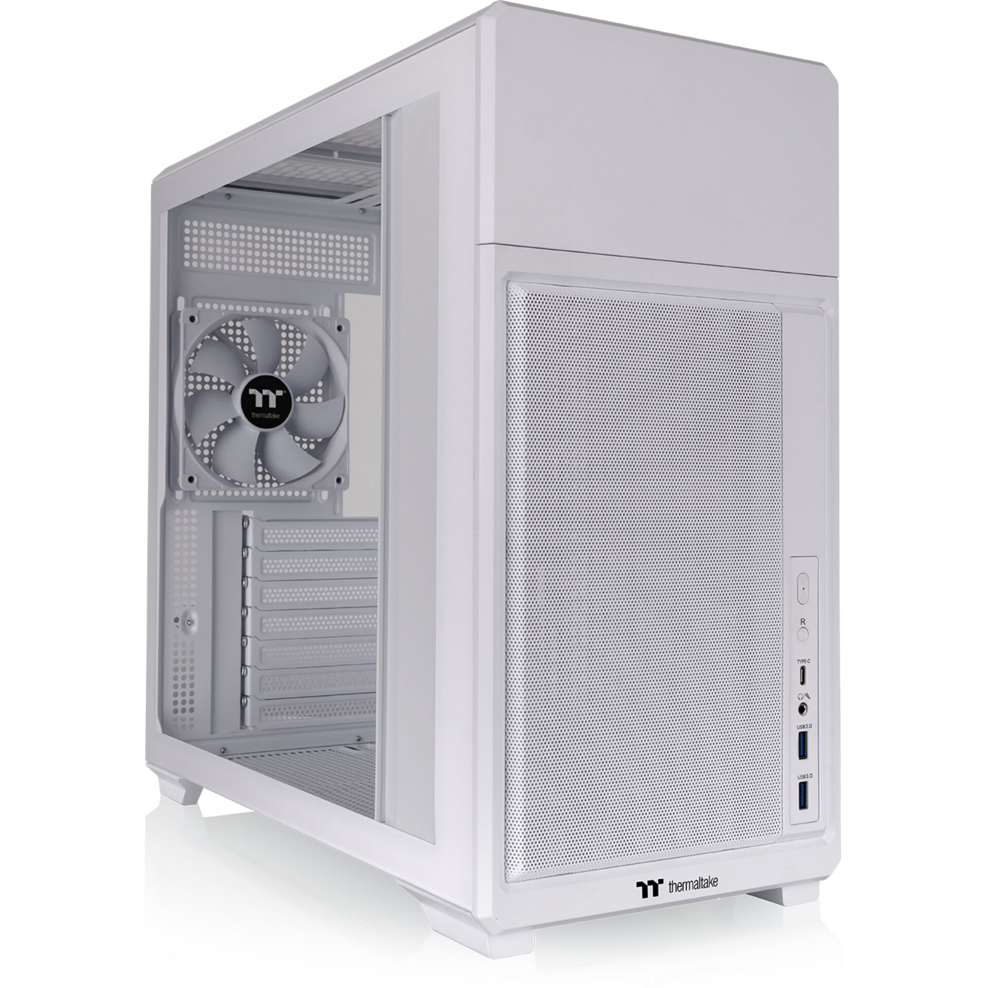 PC-Gehäuse, Mid-Tower, Weiß, Mesh-Front, Gehäuse-Lüfter