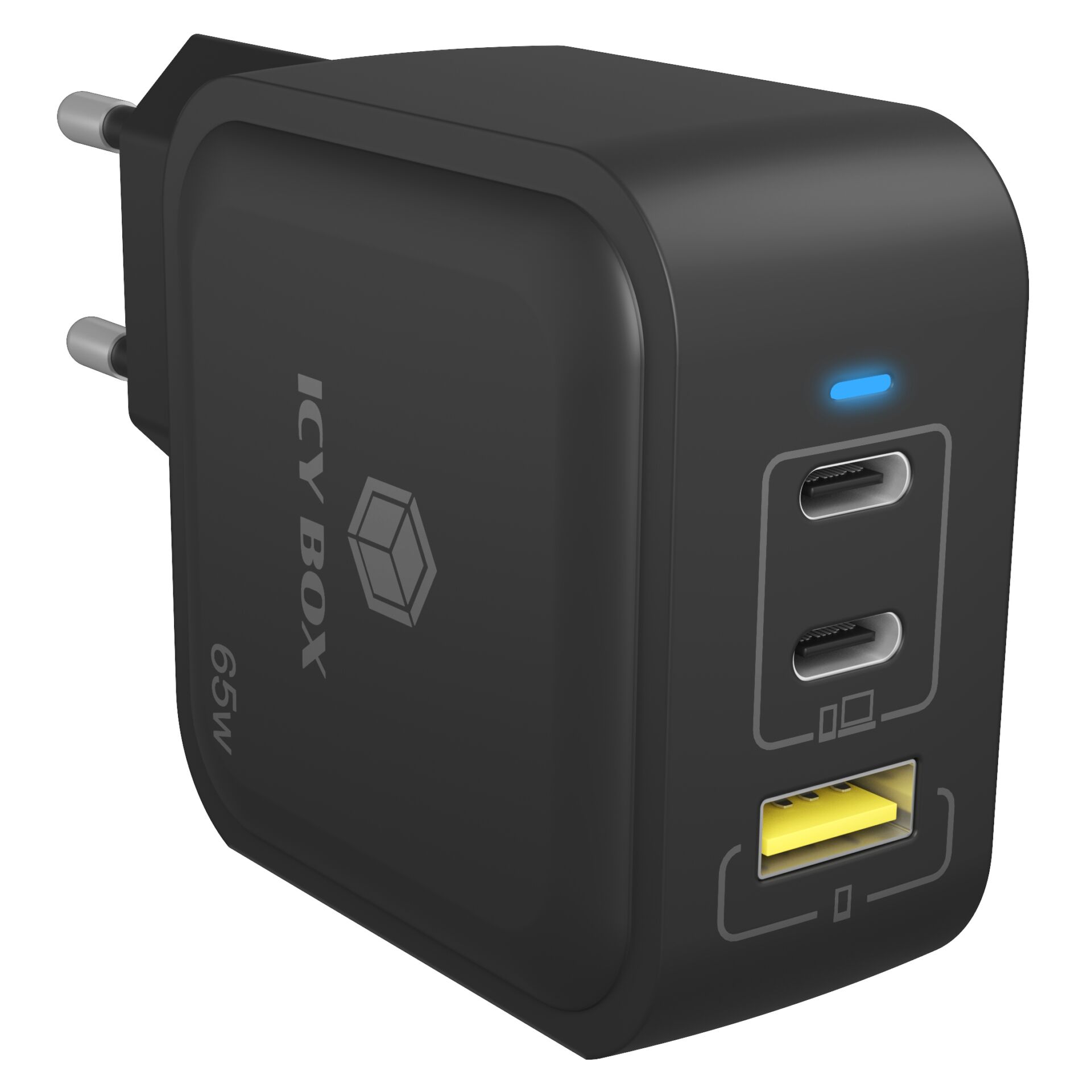 USB-C Ladegerät, Wandadapter, 65W Ausgang, USB-C Anschluss, USB-A Anschluss