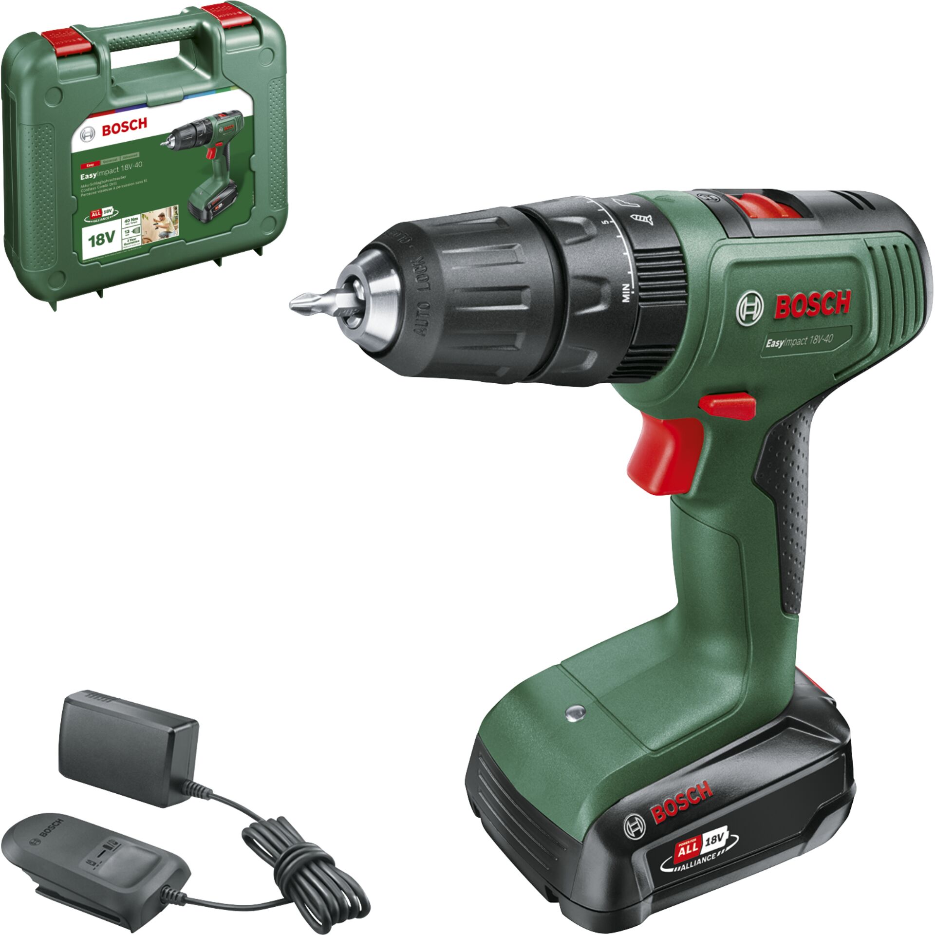 Akkuschrauber, Wechselakku, 20V, Bohrer, Koffer