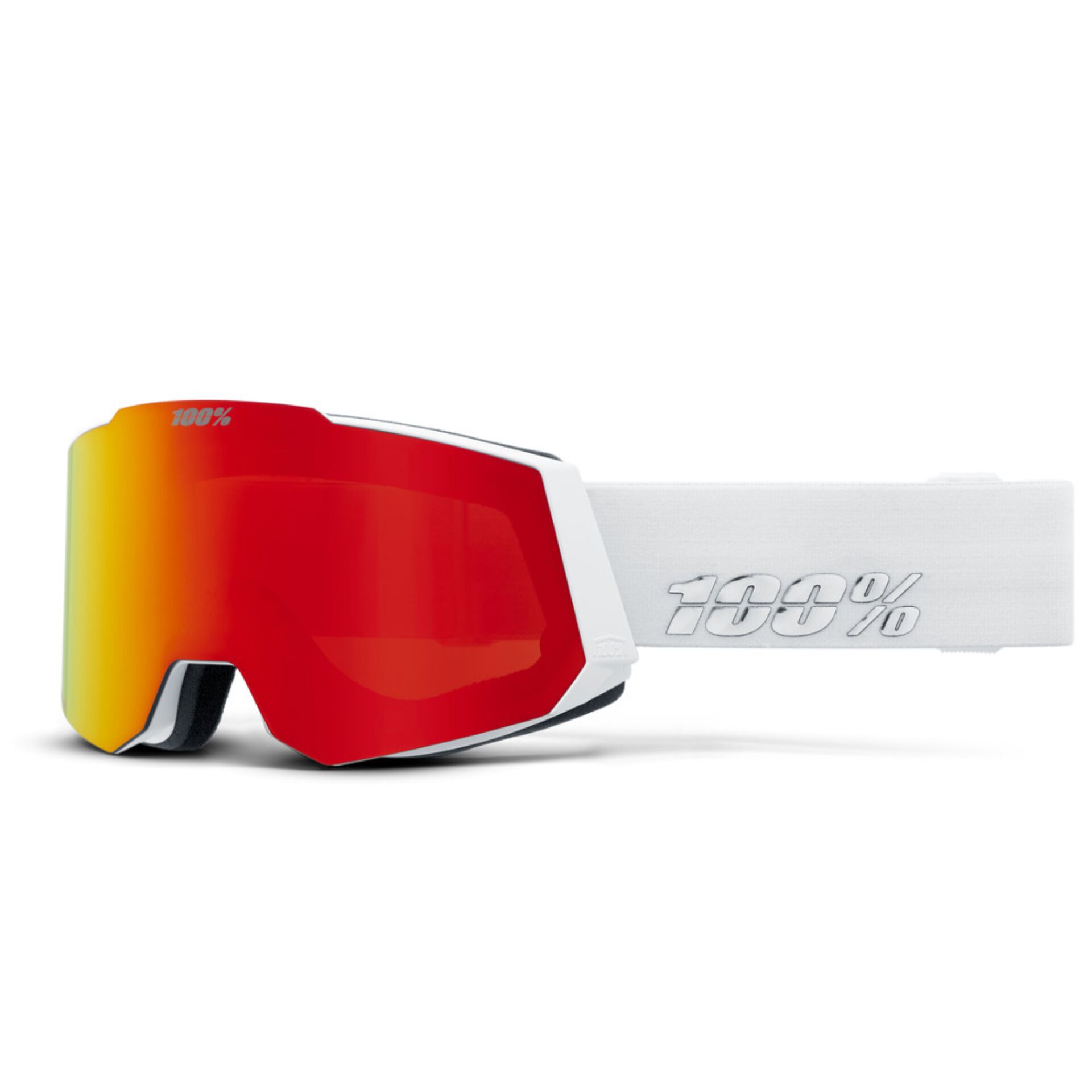 Goggles, Snow, Rote Linse, Weißes Band, 100%
