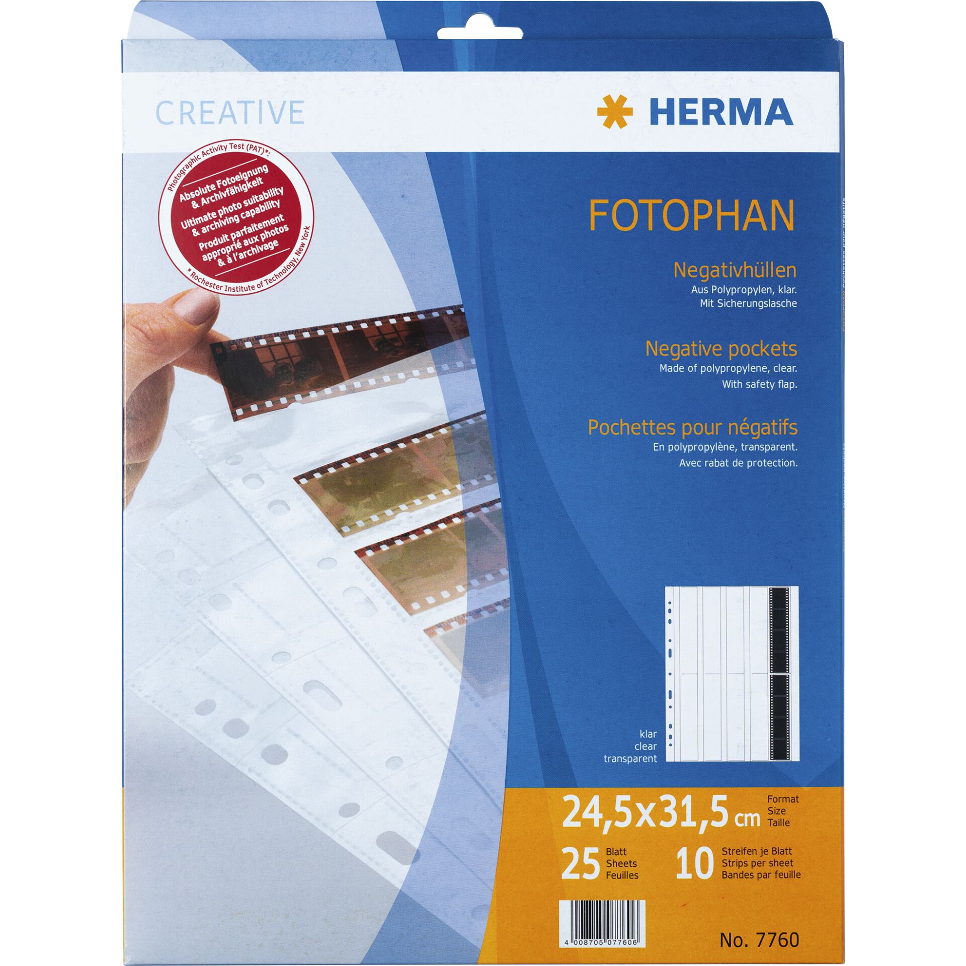 Herma Negative pockets  PP clear 25 Sheets/4-Strips 7760