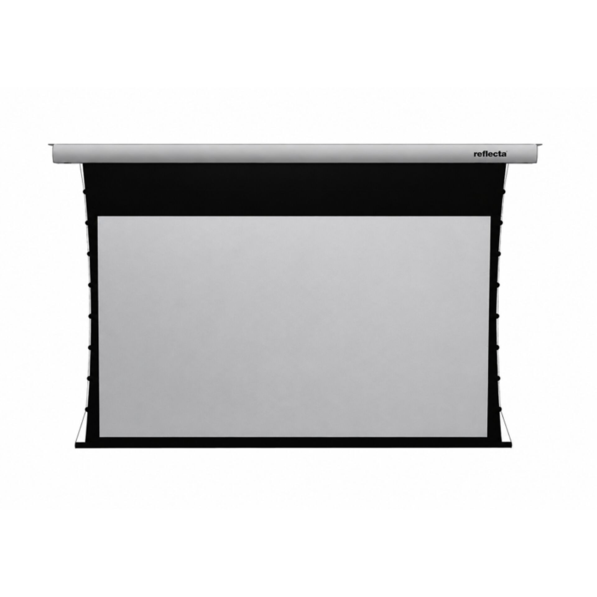 Projektion Bildschirm, Ausziehbar, weiße Leinwand, schwarzer Rahmen, reflecta