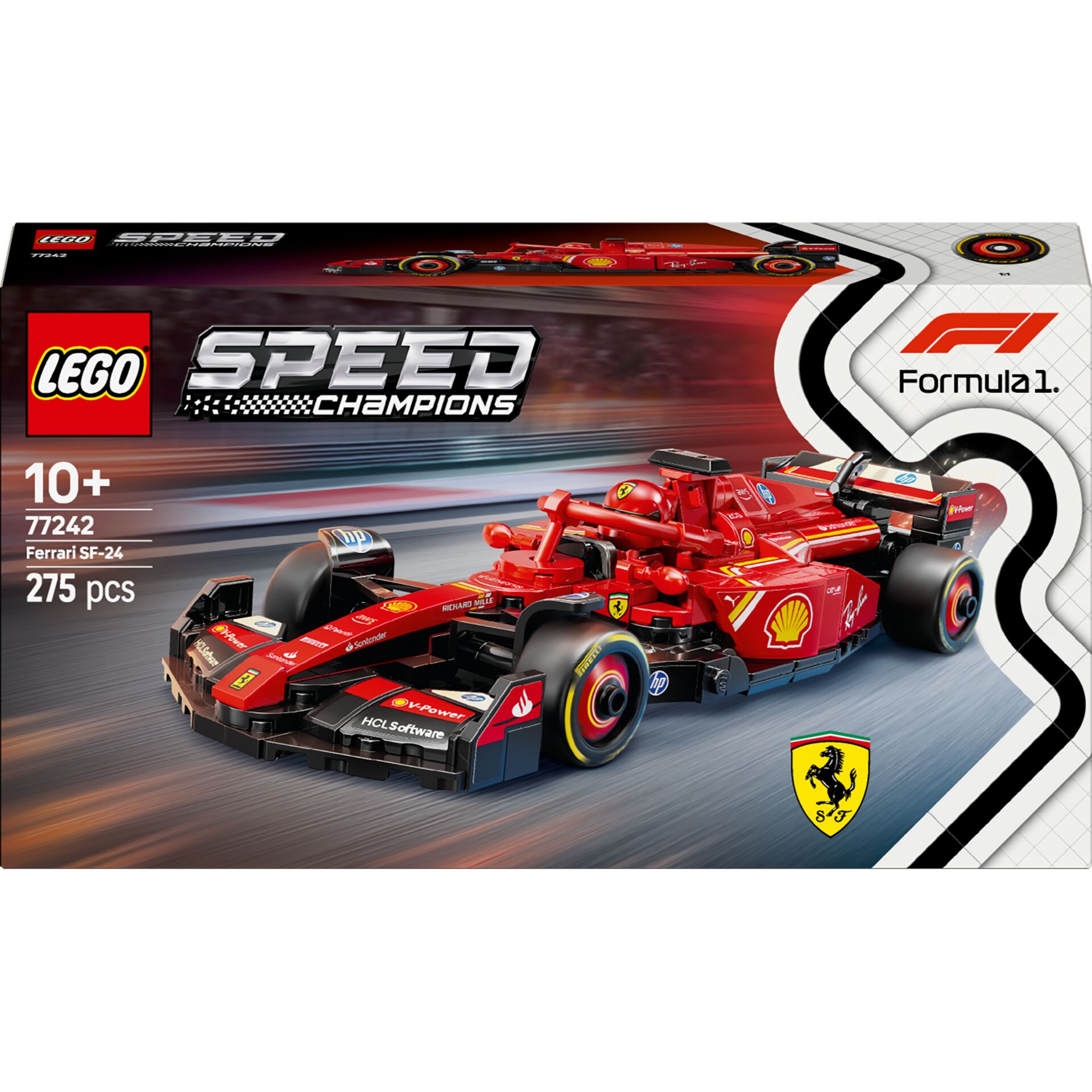 Legoset, Speed Champions, Ferrari SF-24, Rennwagen, 275 Teile
