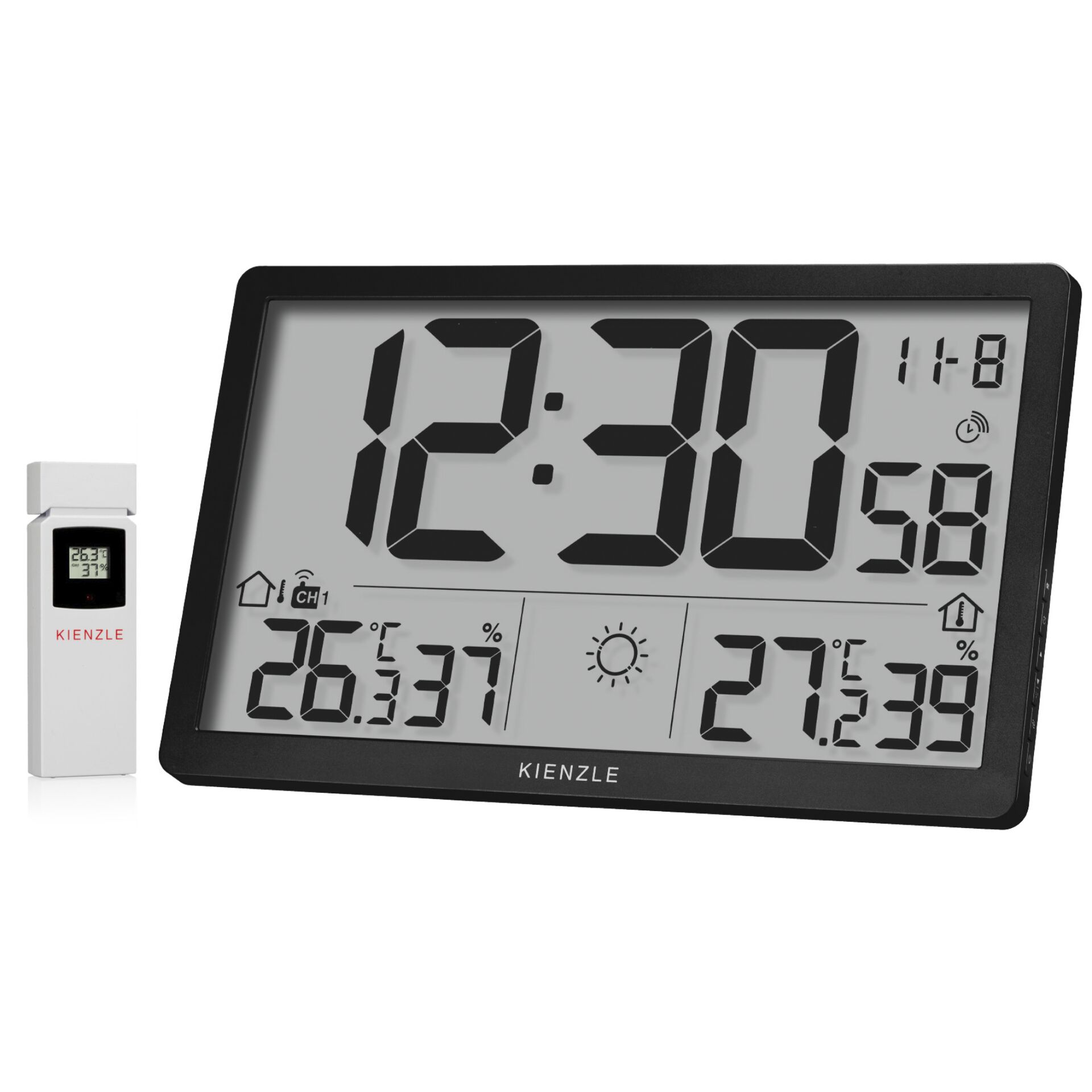 Digitaluhr, Wanduhr, LED-Anzeige, Temperatur, Feuchtigkeit