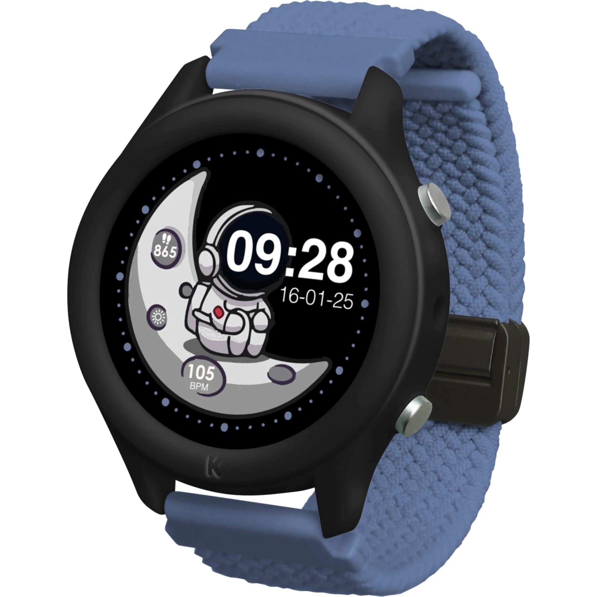 Smartwatch, Digital display, Astronaut motif, Blue strap, Round face