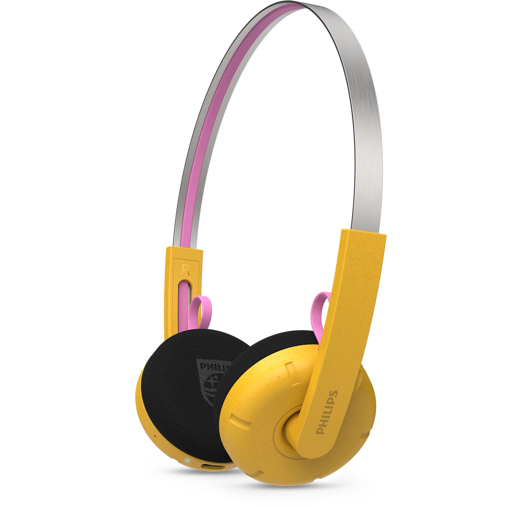 kopfhörer, over-ear, gelb, pink, metallisch