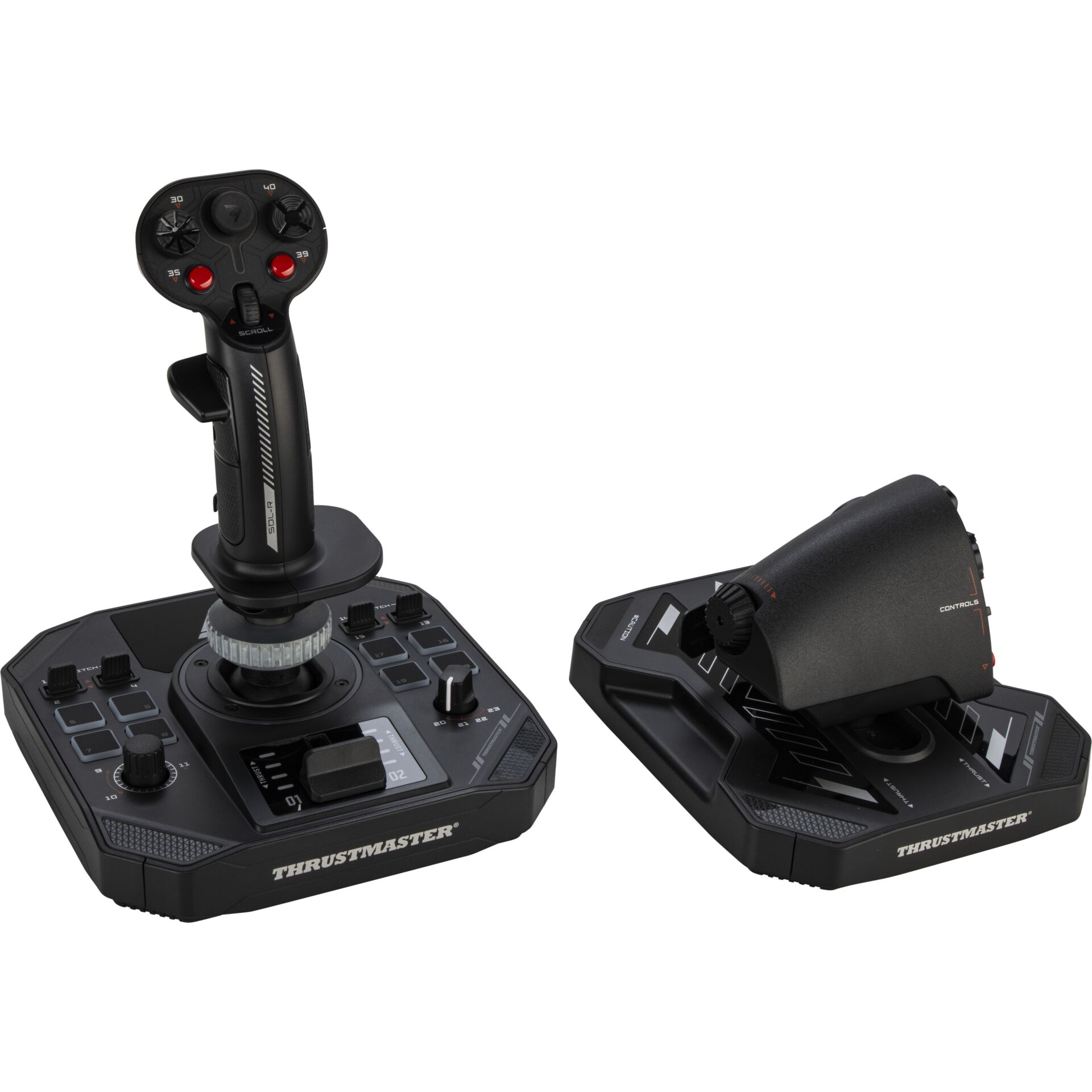 Joystick, Flugsteuerung, Daumenrad, LCD-Anzeige, Thrustmaster