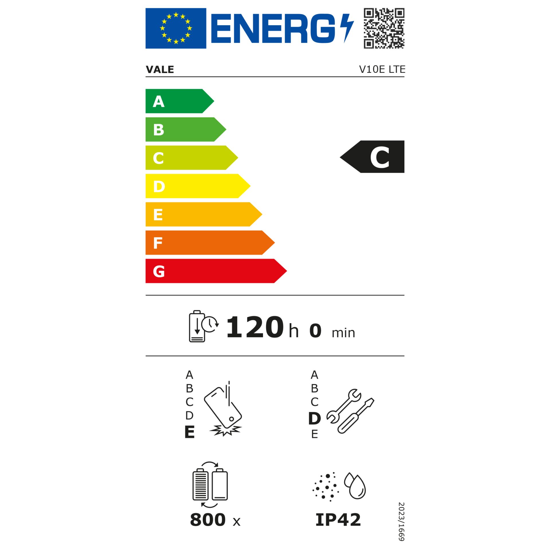 Energieetikett, Kühlgerät, LED, V1O E, Label C