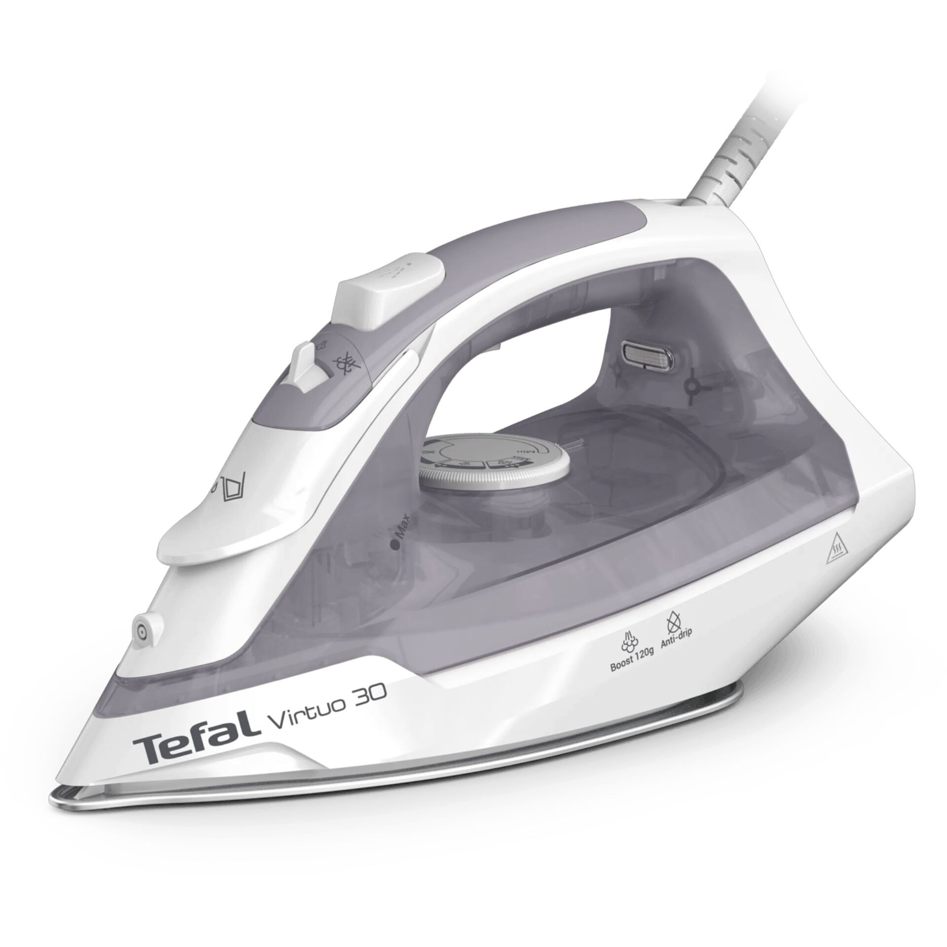 Dampfbügeleisen, Tefal Virtuo 30, Glasierte Bügelsohle, Wärmekontrolle, Antitrocknen