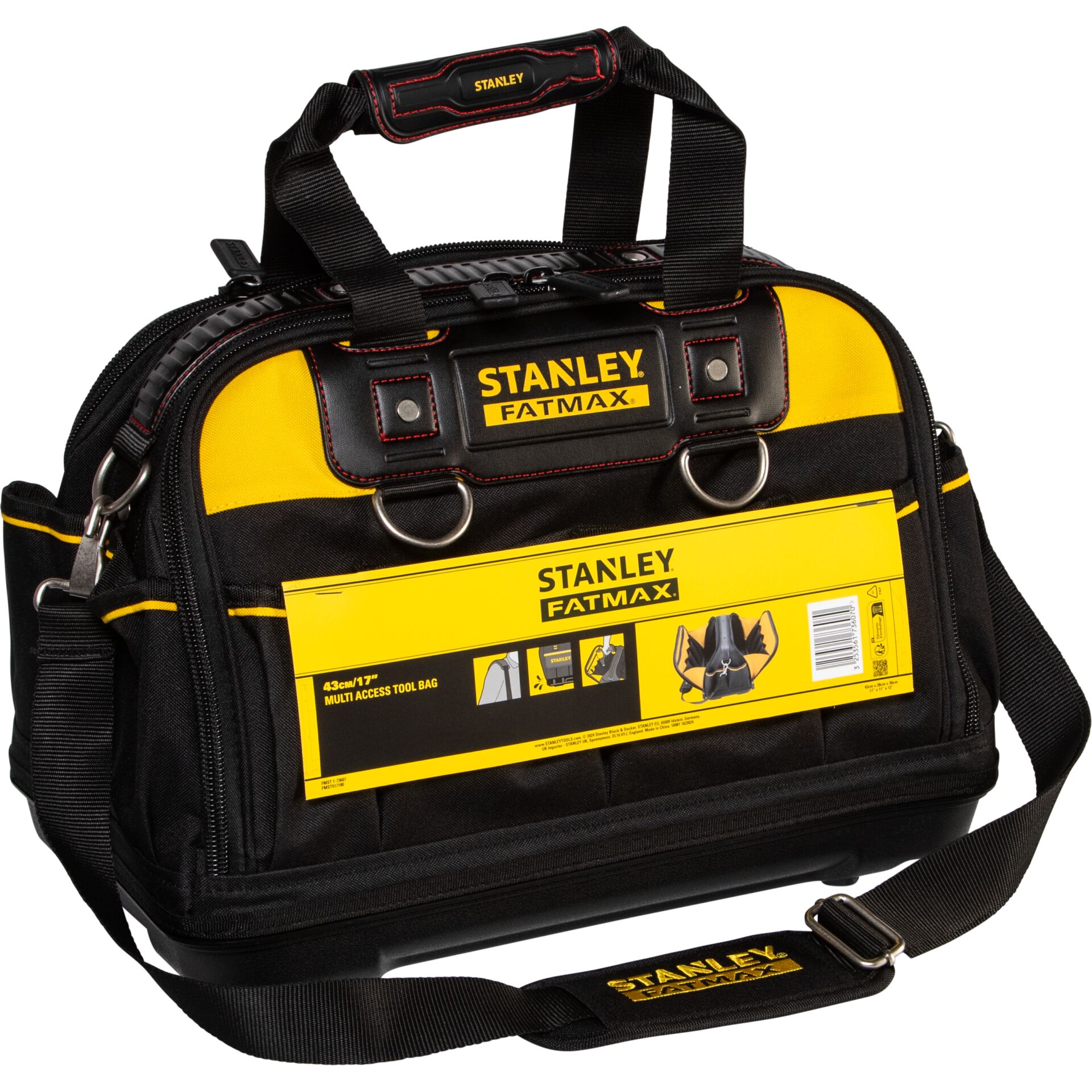 Werkzeugtasche, Werkzeugkoffer, schwarz, orange Akzente, Umhängetasche, Werkzeugtasche, Universaltasche, Gelb-Schwarz, Stanley FatMax, Zubehörtasche
