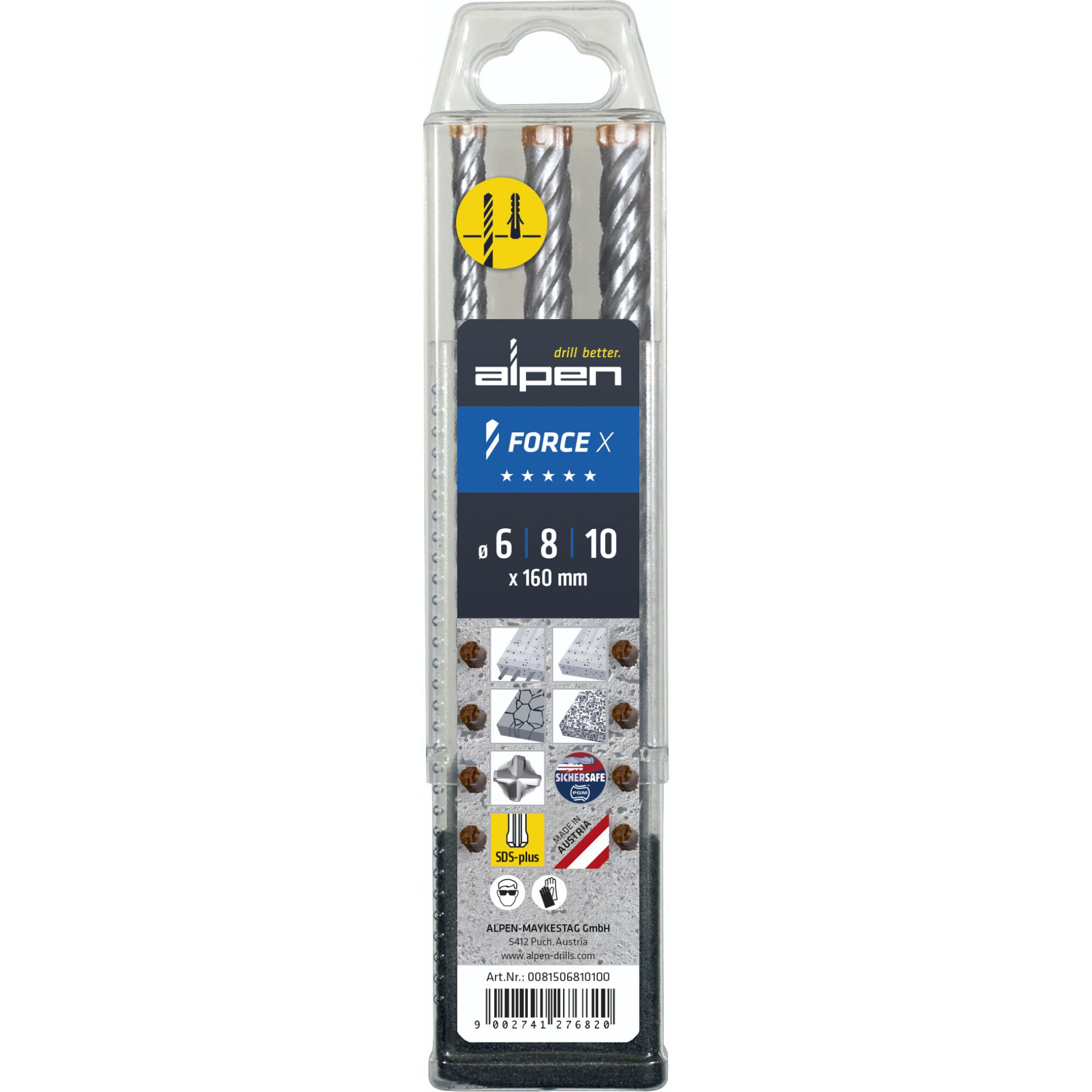 Alpen SDS+ FORCE X Box 3 pcs. 6-  8-10x160