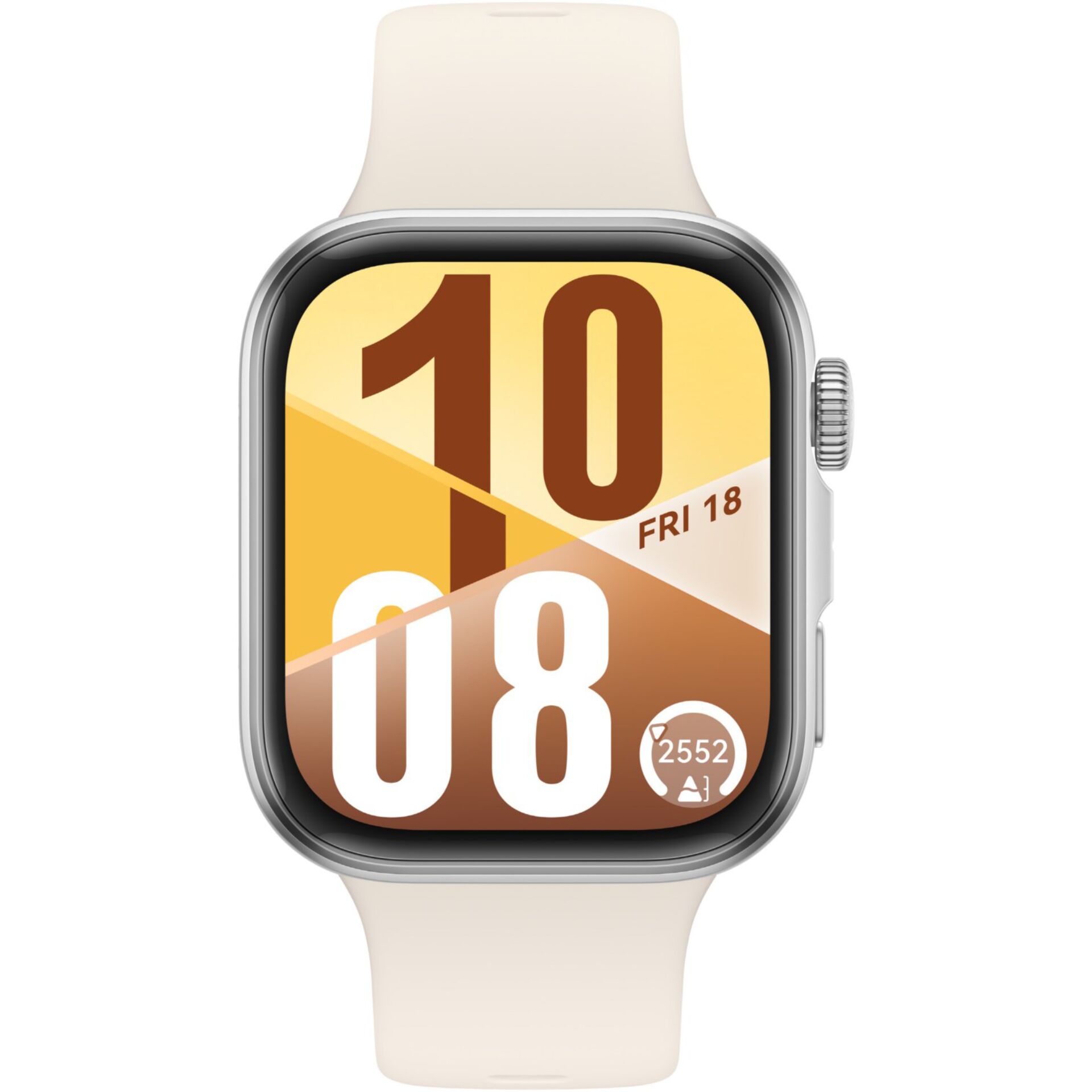 Smartwatch, Apple Watch, Digitalanzeige, Cremearmband, rechteckiges Display