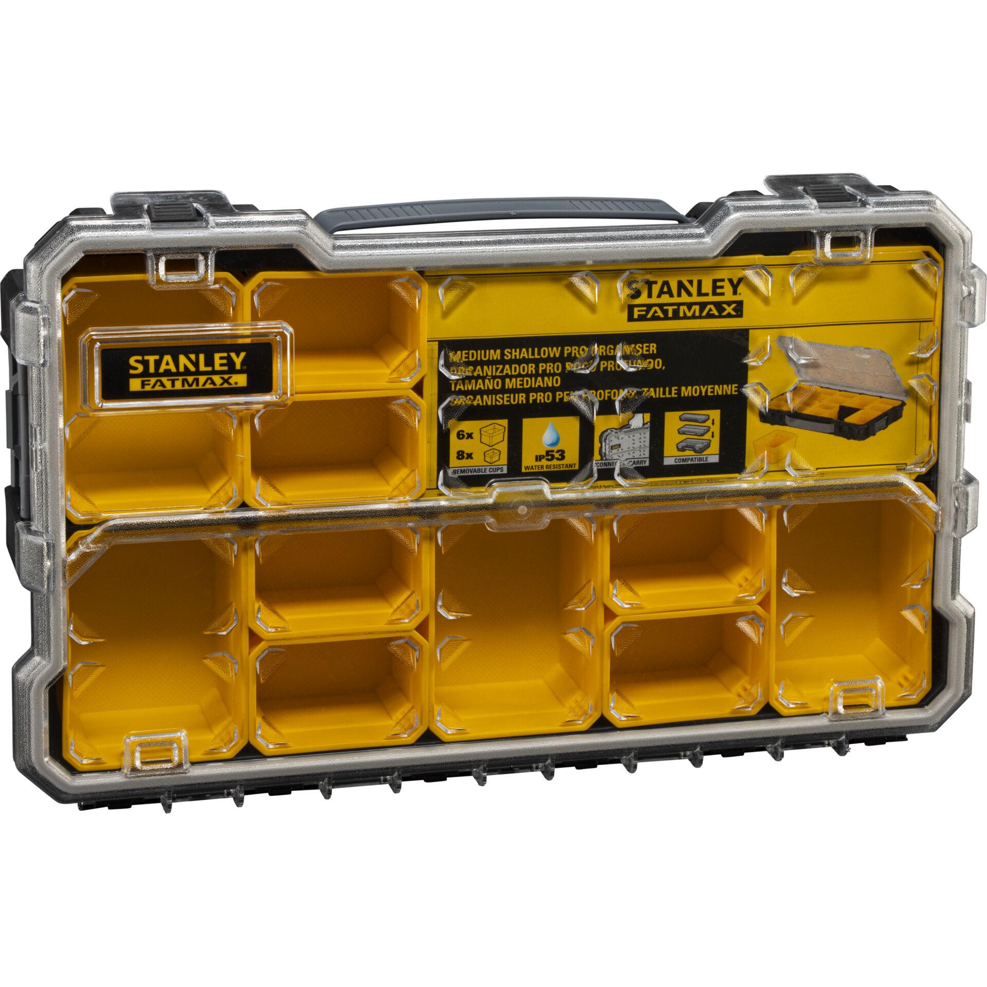 Koffer, Werkzeugbox, Organisation, Aufbewahrung, Inlay-Fächer, Werkzeugkasten, Aufbewahrungskoffer, Gelb, unterteilte Fächer, Stanley Fatmax