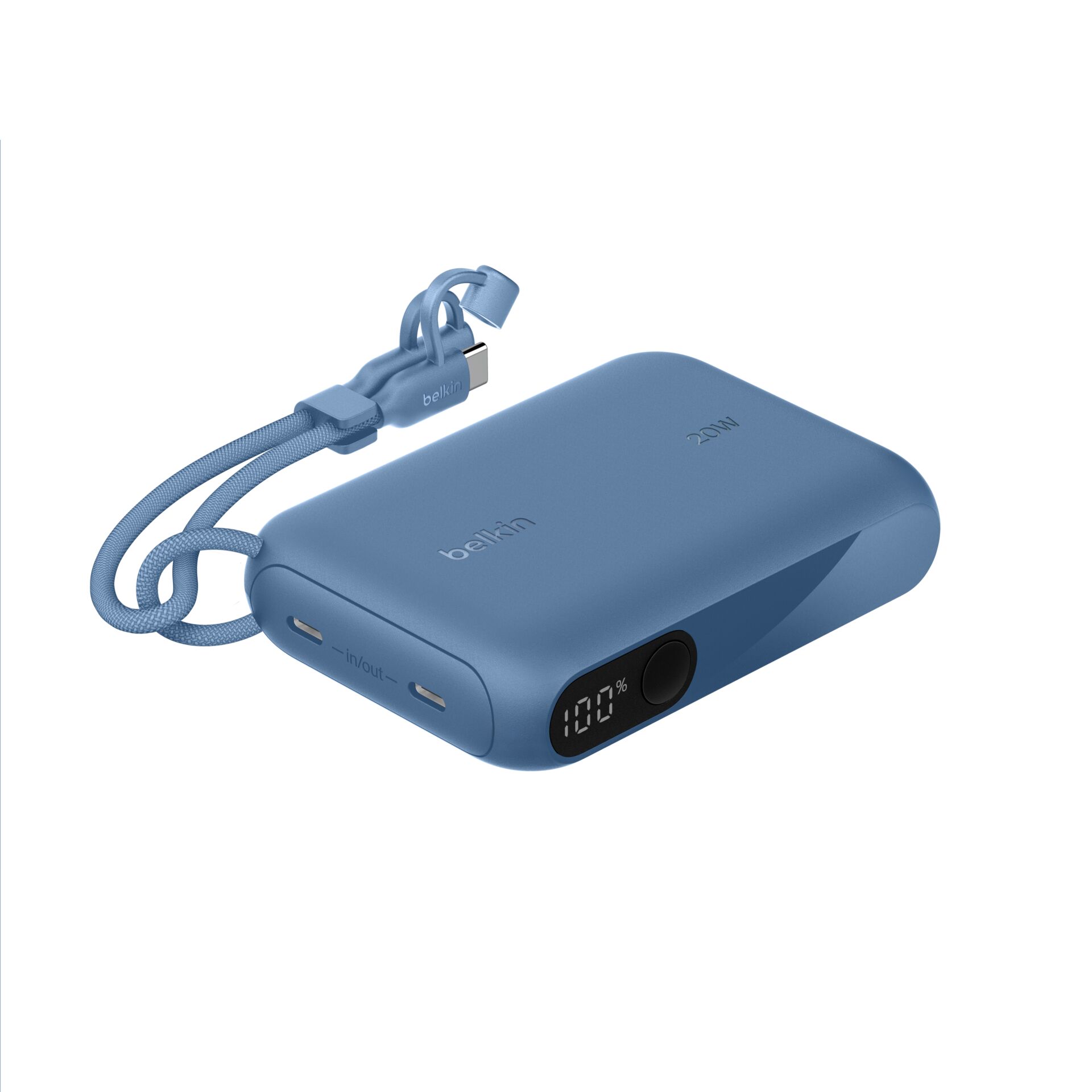 Powerbank, 18W, USB-C, digitales Display, blau