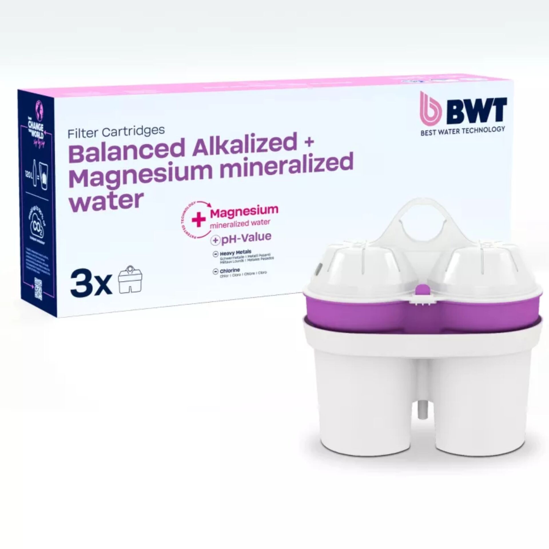 Wasserfilter, Magnesium-mineralisiert, Filterkartuschen, 3x, Doppelbecher-Design, Filterkartuschen, mineralisiertes Wasser, Magnesium, Wasseraufbereiter, 3x