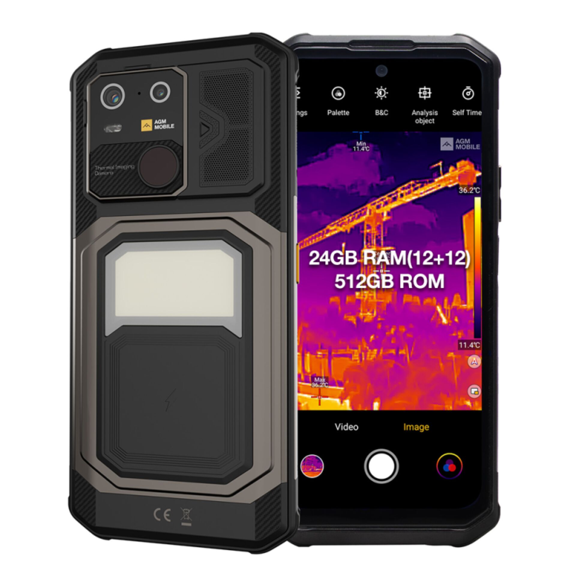 ruggedes Gehäuse, Handy-Hülle, Doppelkamera, Thermaldisplay, Schutzhülle