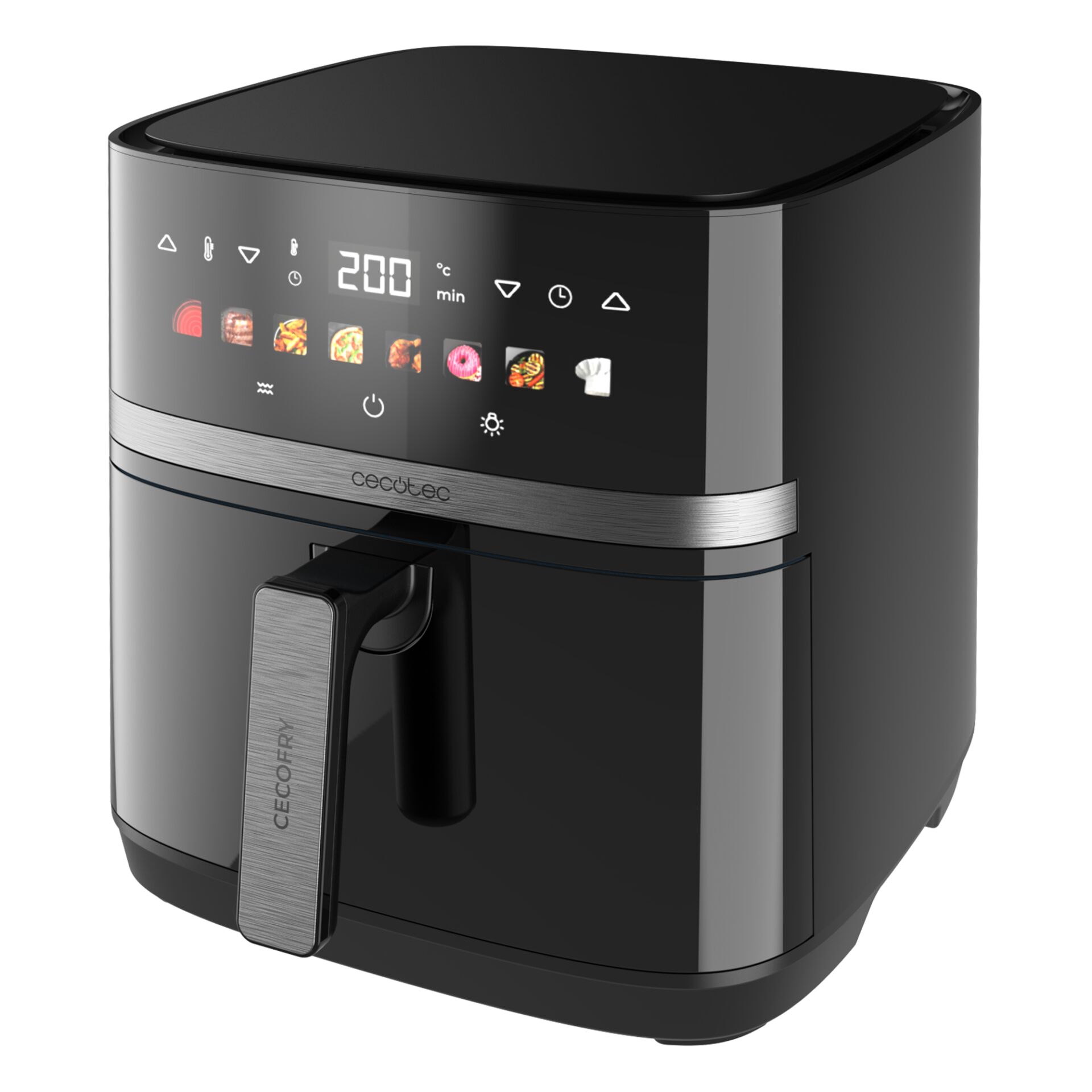 Fritteuse, Airfryer, Schwarz, Digitales Display, Korbhebel