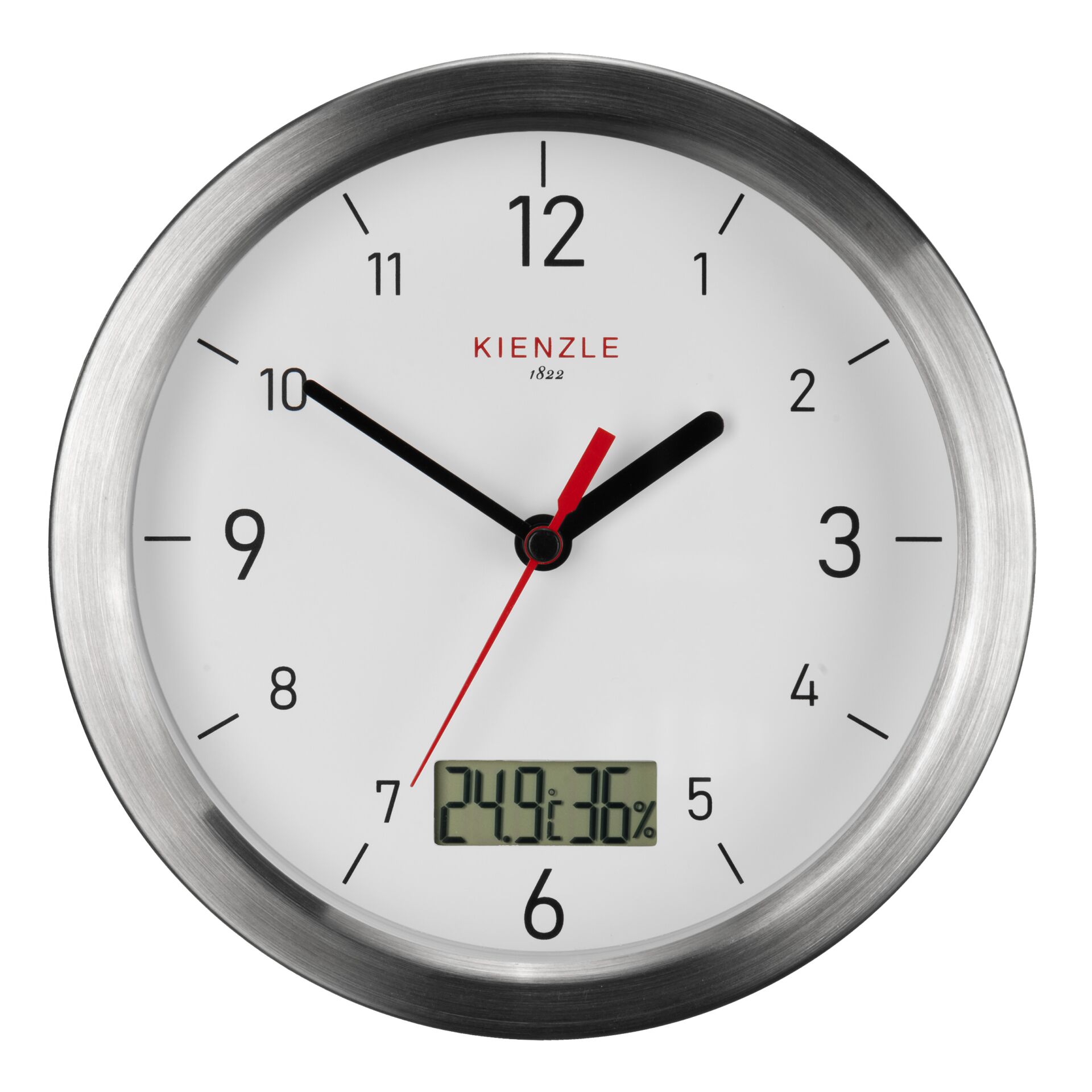 Wanduhr, Quarzuhr, Analoguhr, Metallrahmen, Digitalanzeige