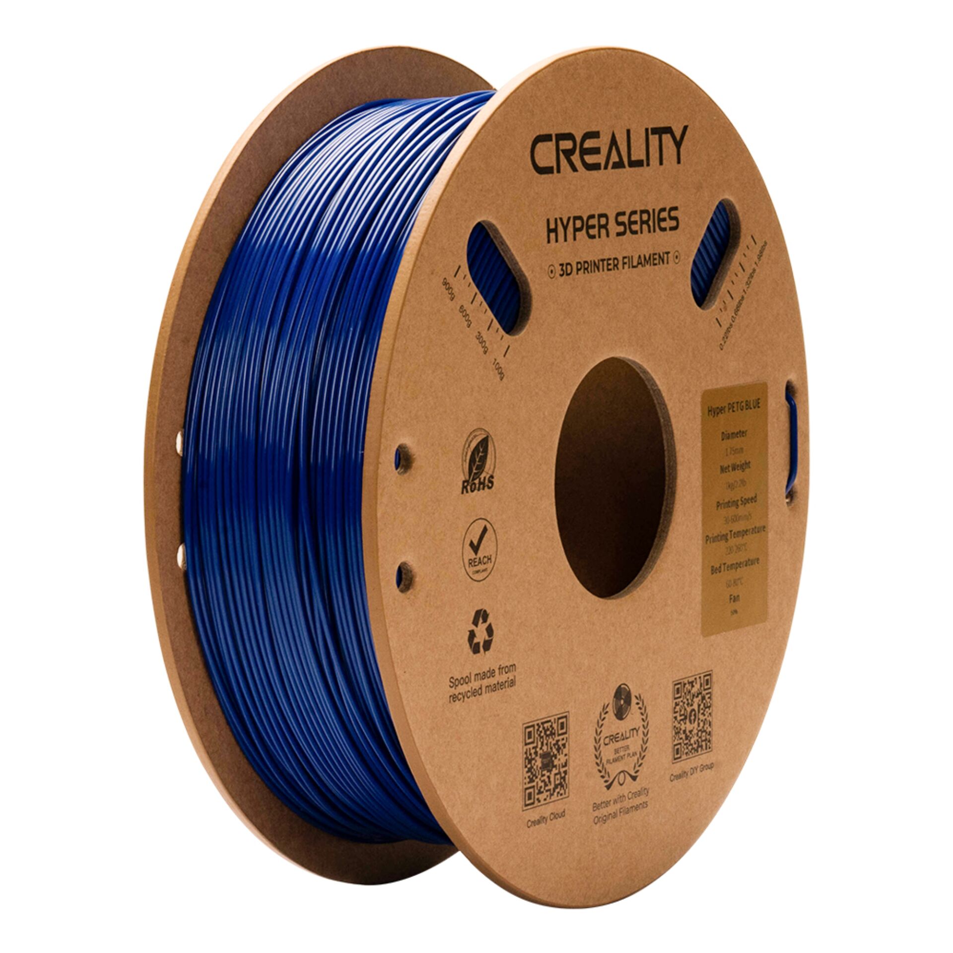 3D-Druck-Filament, PLA-Filament, blaues Filament, Spule, Hyper-Serie