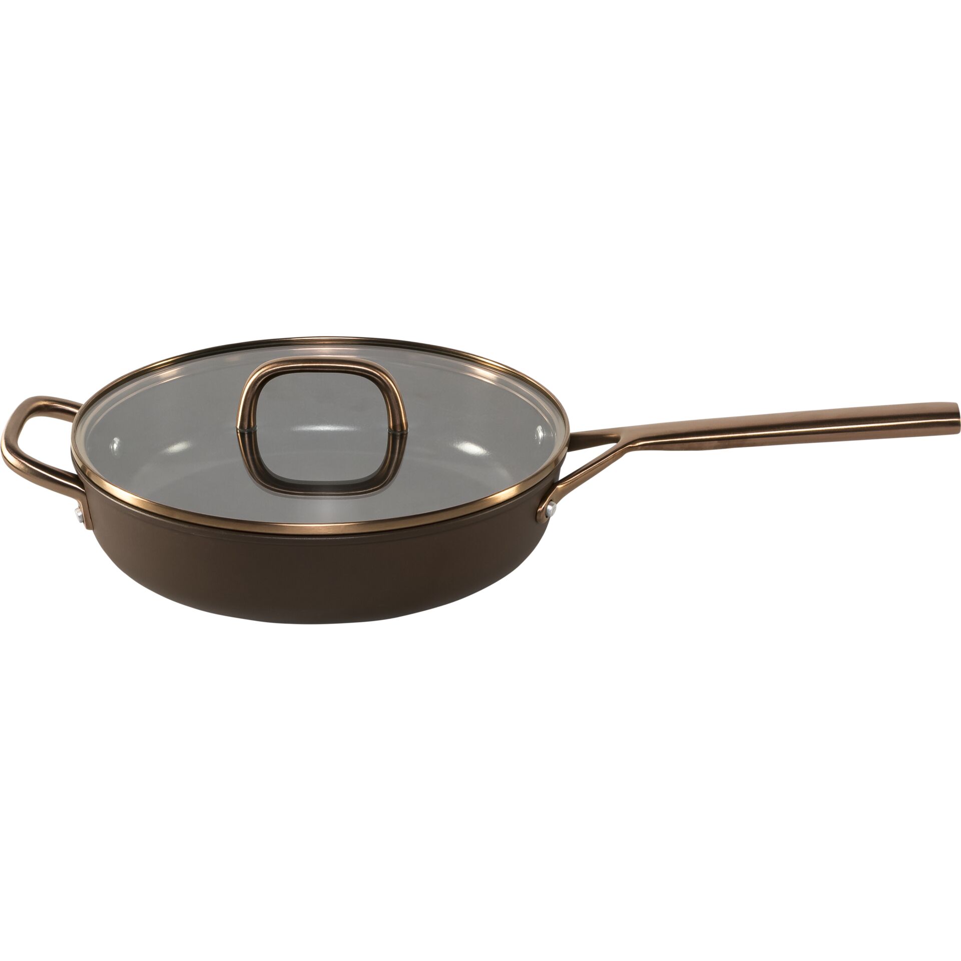 Pfanne, Bratpfanne, Glasdeckel, Antihaft, Kupferfarben