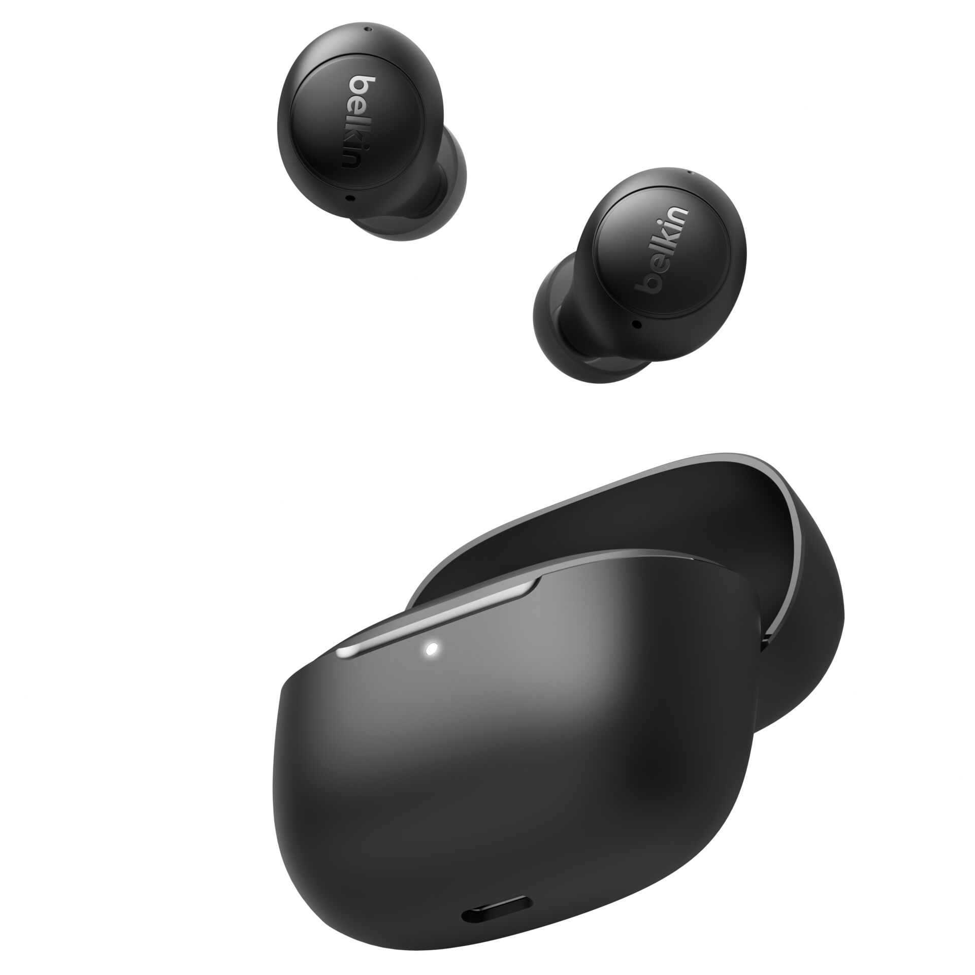 in-ear, wireless, earbuds, charging case, schwarz