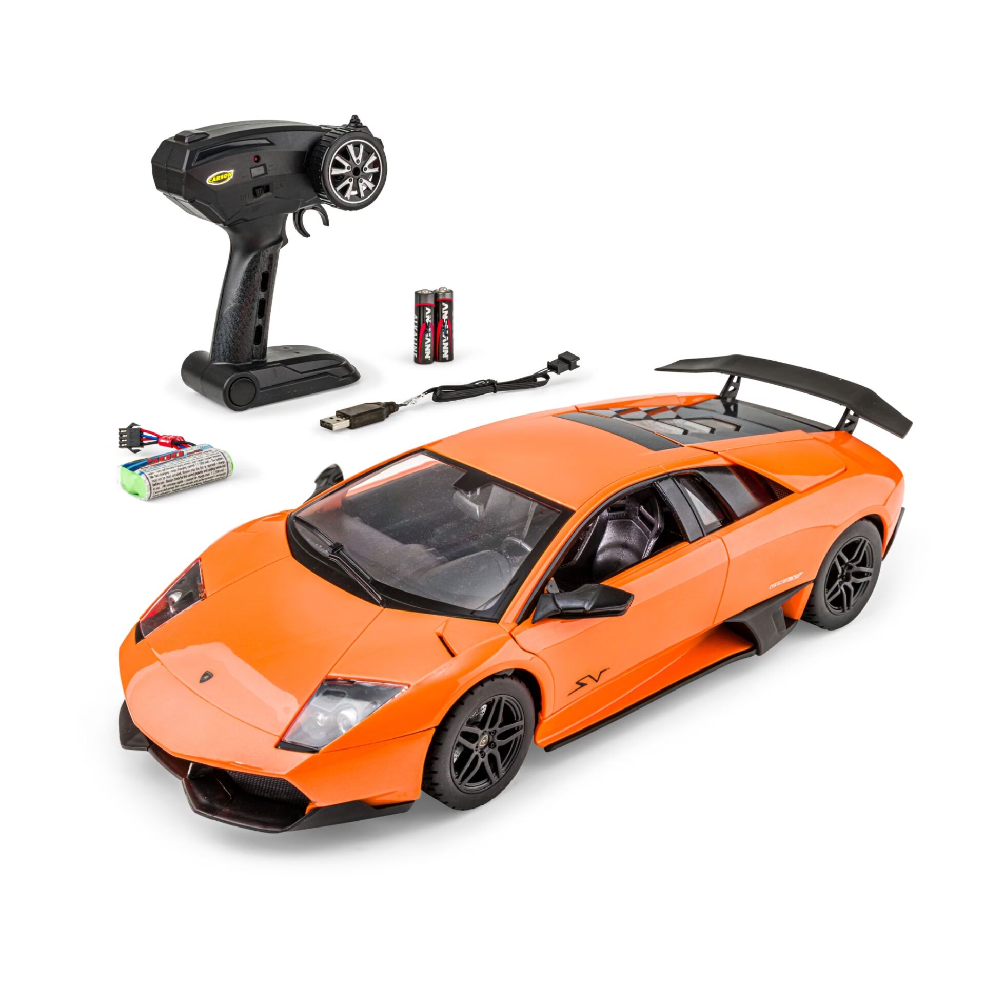 RC-Auto, Elektroauto, Orangenes Auto,  Fernsteuerung, Batteriepaket