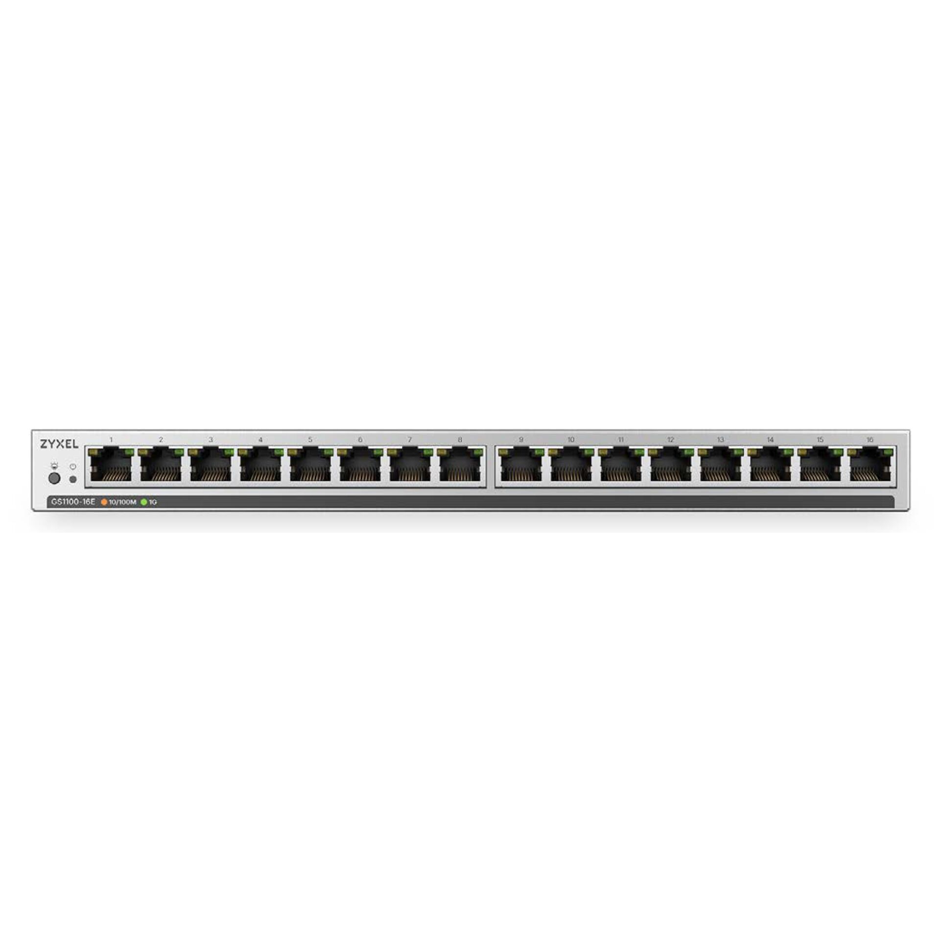 Netzwerkswitch, 16 Ethernet-Ports, Fast Ethernet, RJ45-Anschlüsse, Metallgehäuse