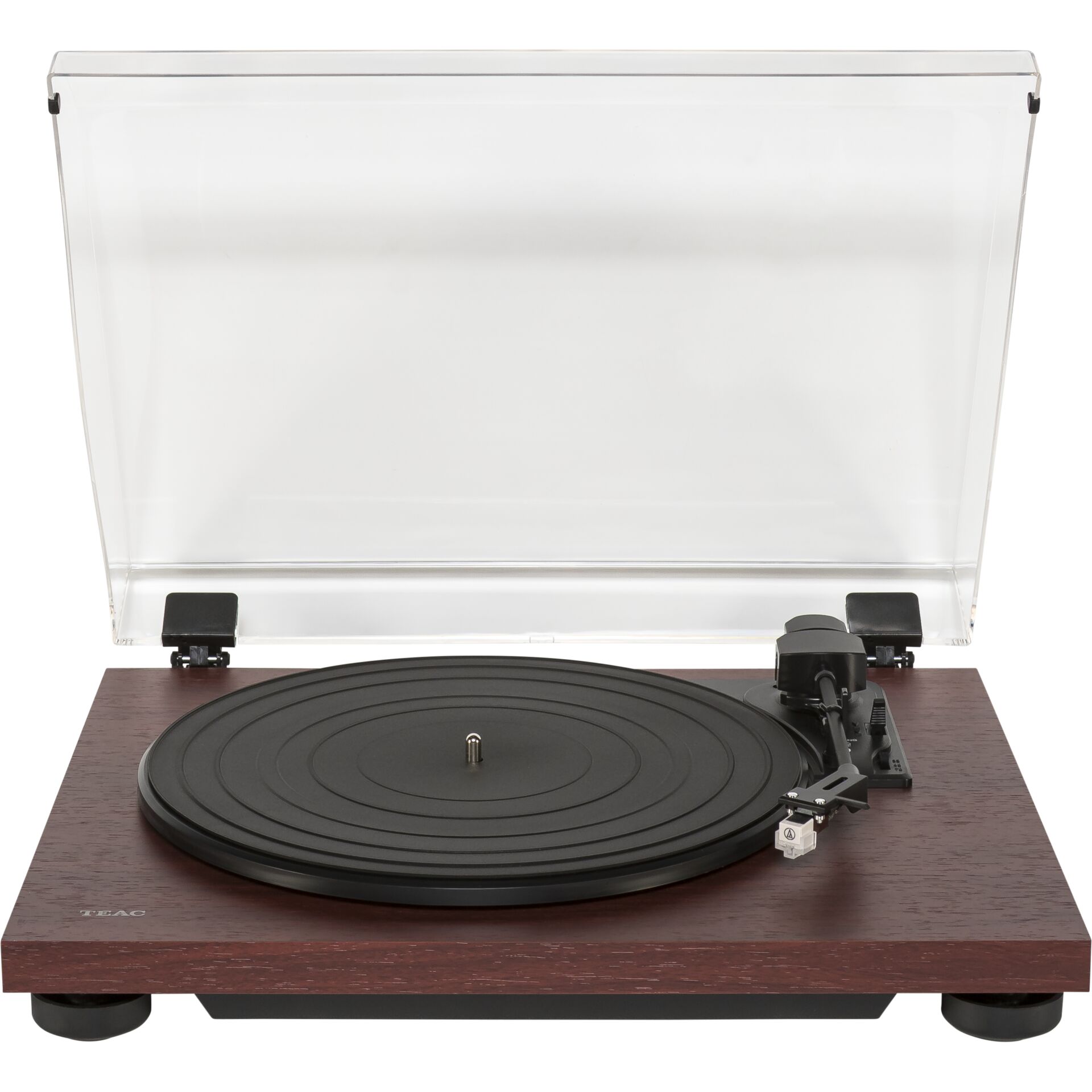 Plattenspieler, Vinyl, Plattenspieler mit Abdeckhaube, Holzoptik, Tonarm