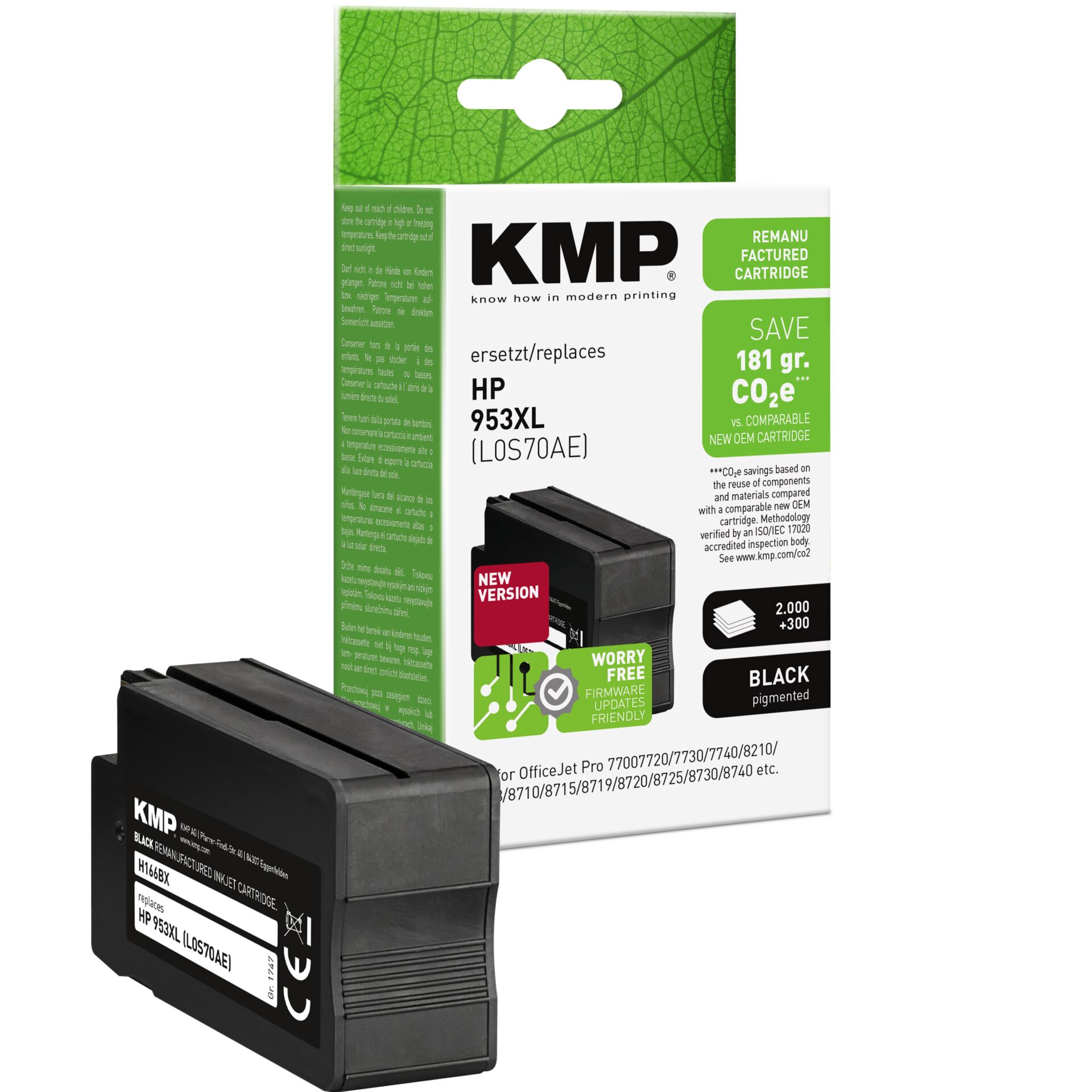 Adapter, Elektronik, QR Code, Tintenpatrone, KMP, HP 953XL, Schwarzpigment, Druckpatrone