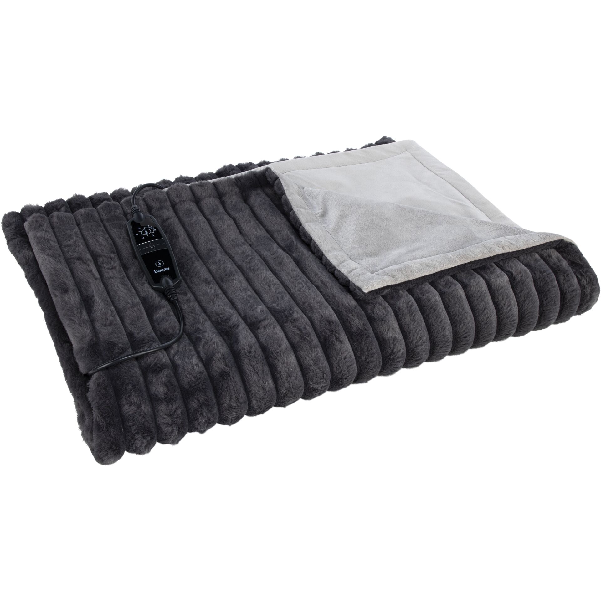 Flauschdecke, Elektrische Decke, Kuscheldecke, Steppdecke, Grau