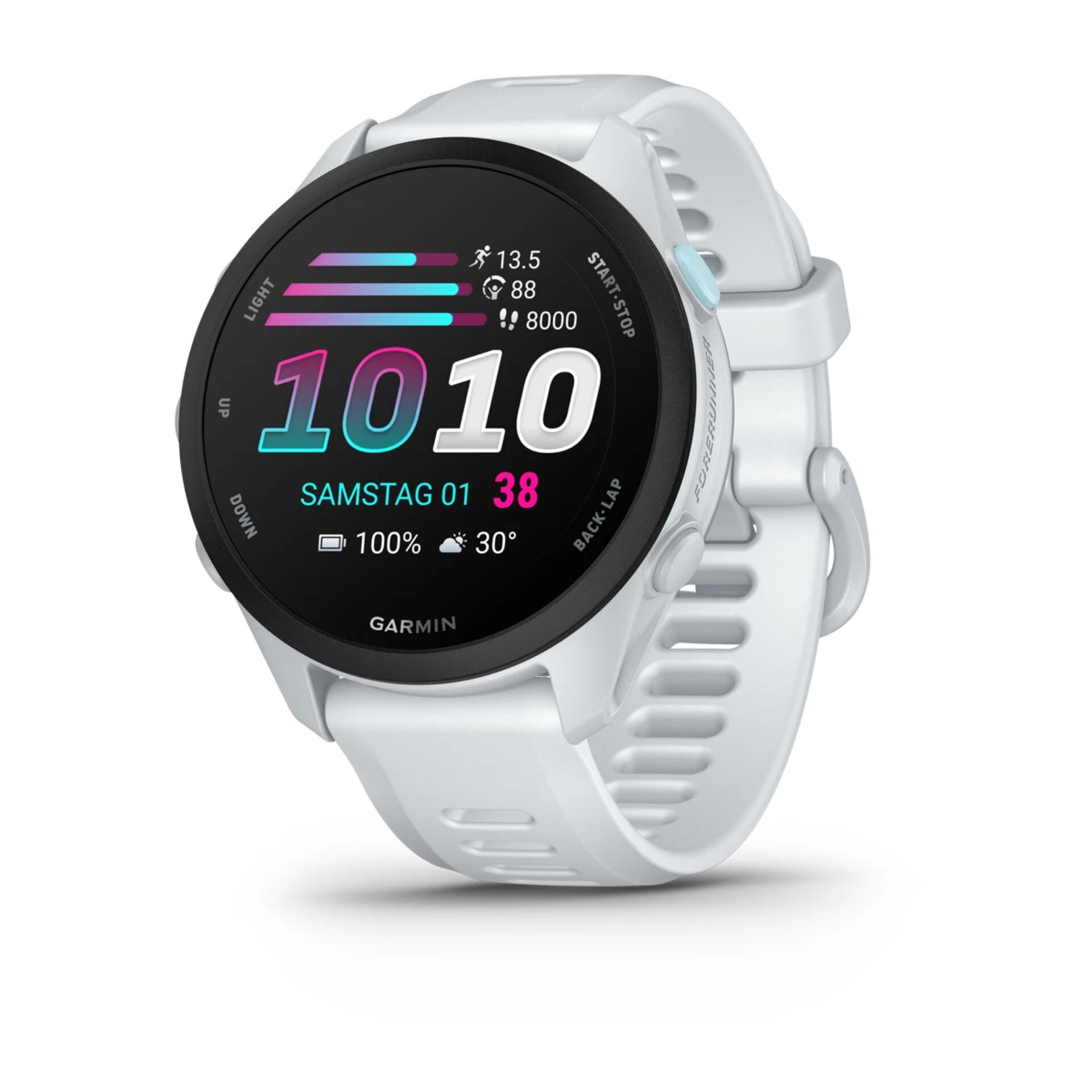 Smartwatch, Garmin, weiß, Rund-Display, Sportuhr