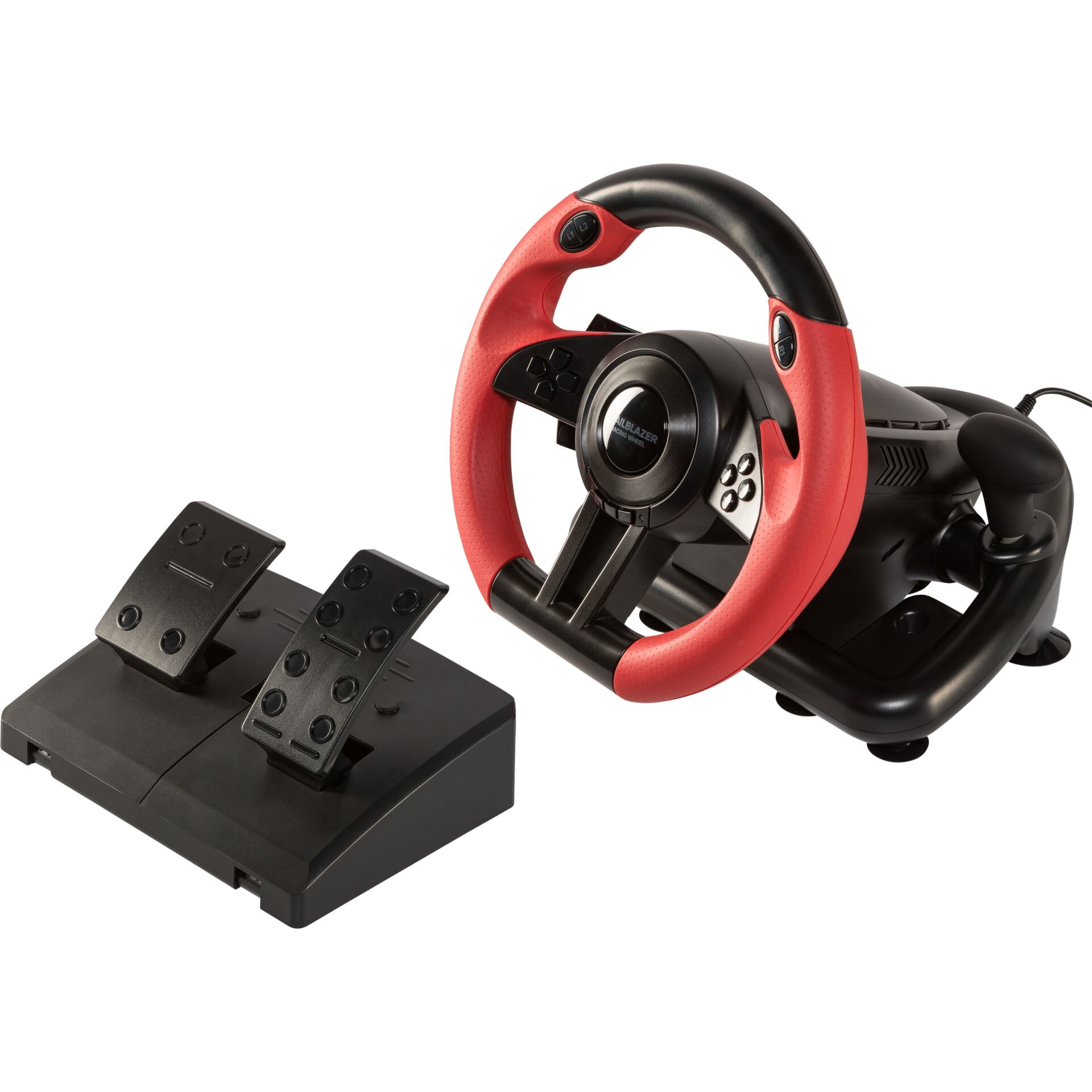 Simulatorslenkrad, Pedale, Gaming-Rad, rot-schwarz, Basis