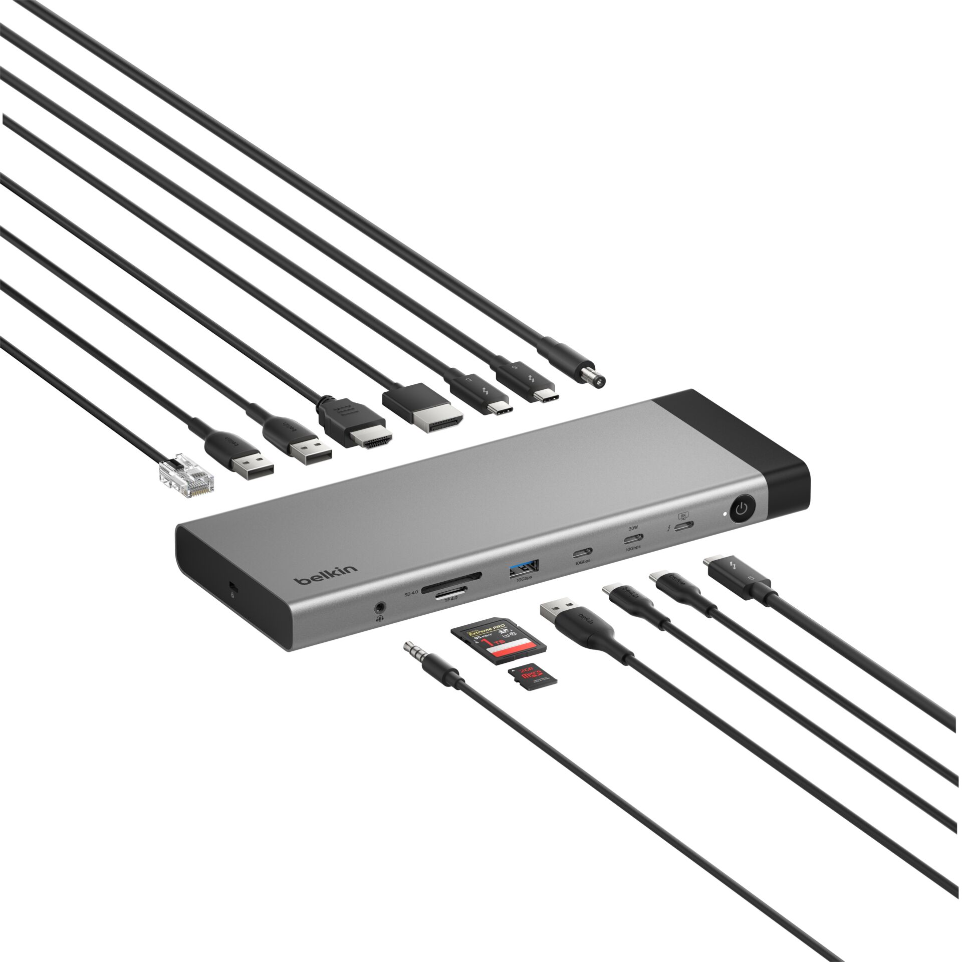 Dockingstation, USB-C-Hub, HDMI, SD-Karte, Ethernet