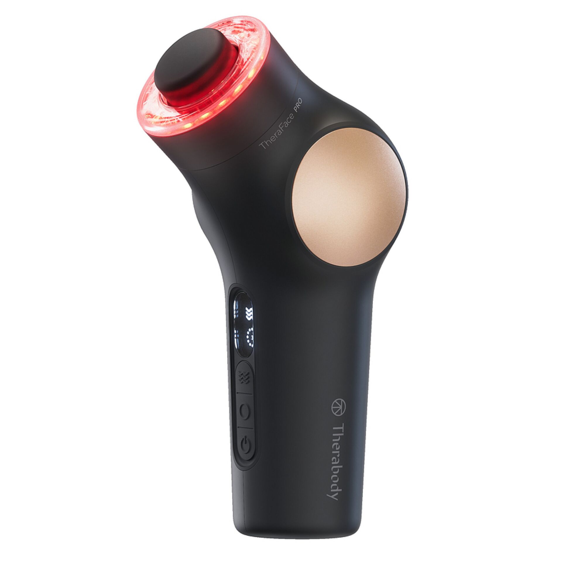 Massagewerkzeug, LED-Licht, Gesichtsmassagegerät, schwarzes Gerät, runder Kopf