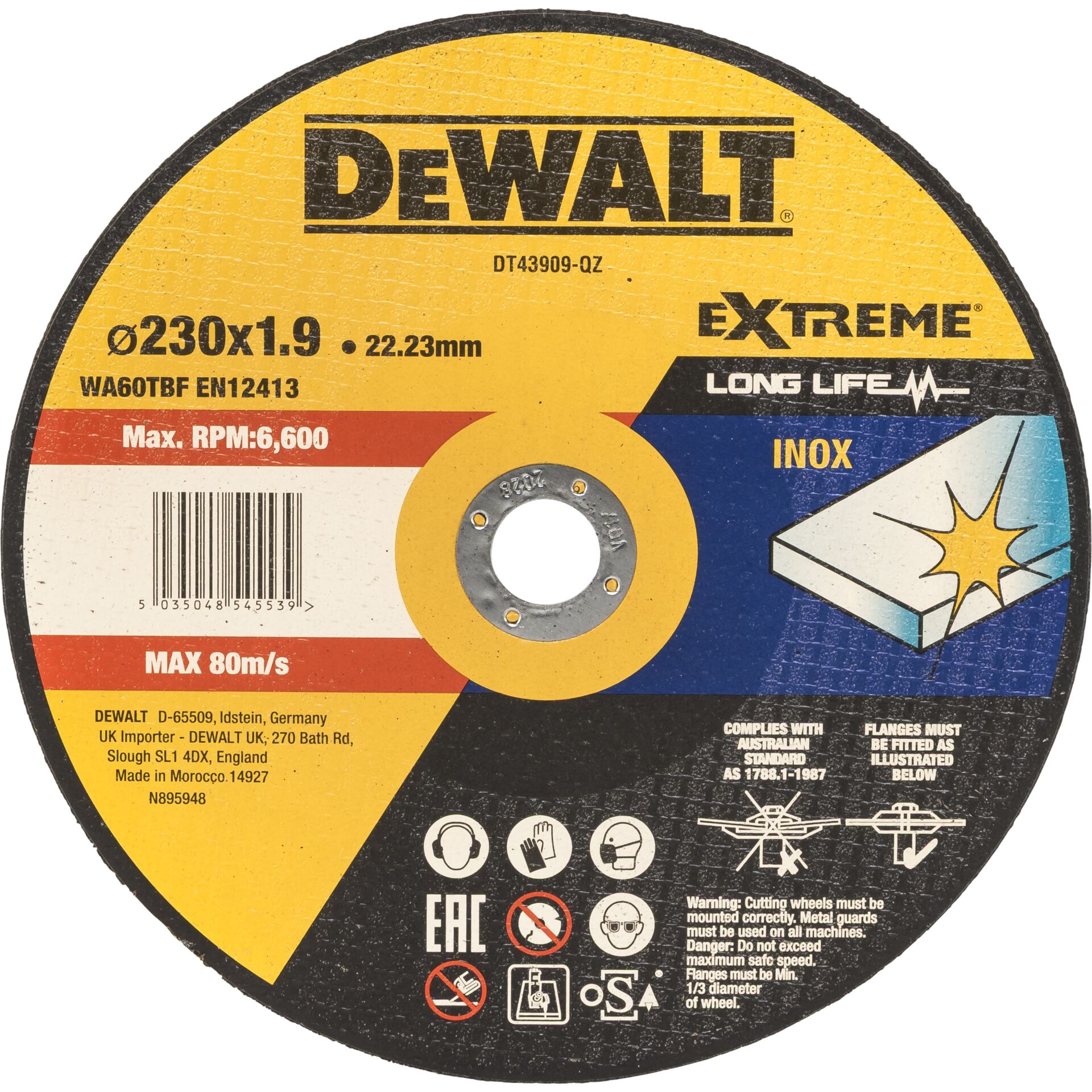 Schleifscheibe, Schleifrad, Metallbearbeitung, DeWalt, 230x1,9mm