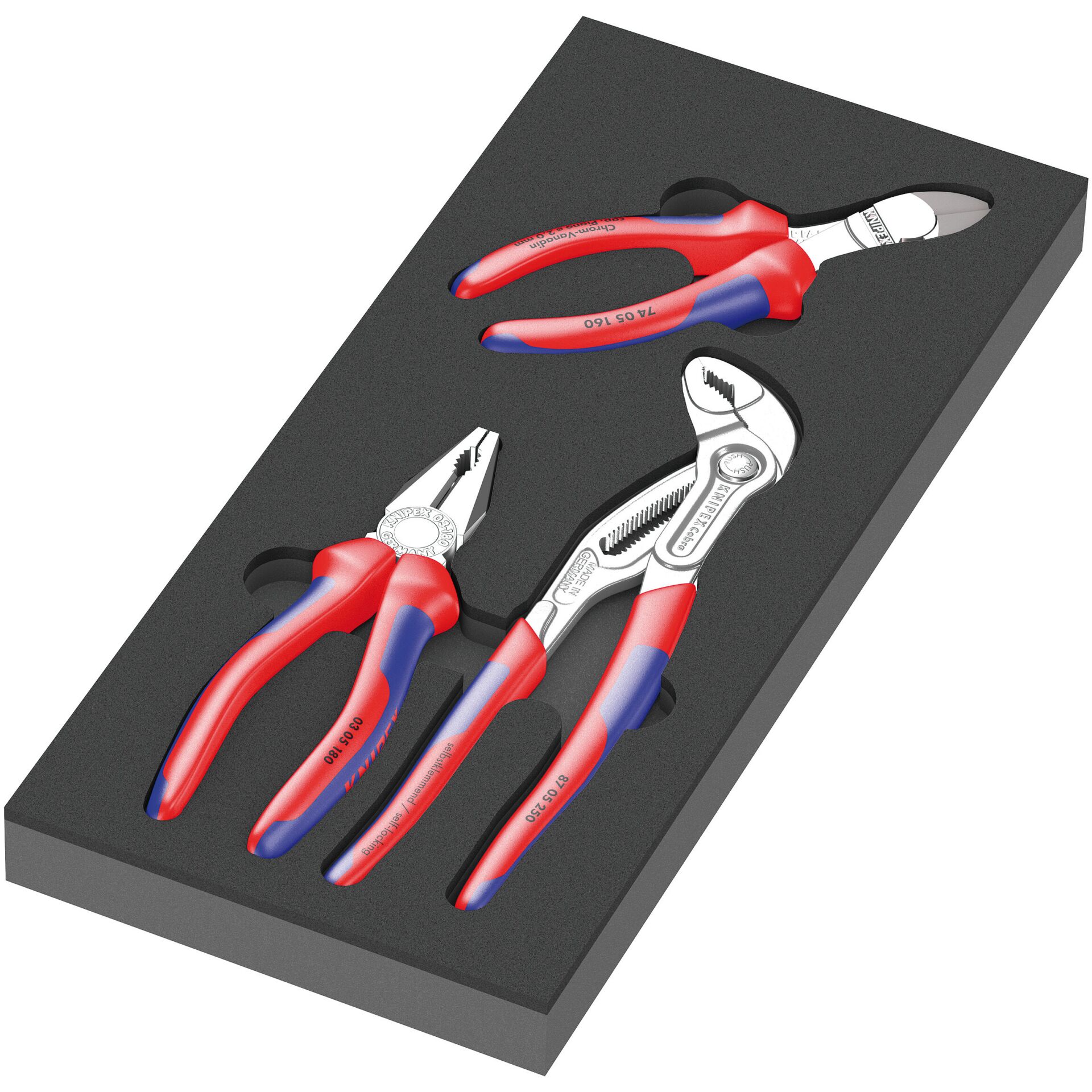 Zangen-Set, Spitzzange, Seitenschneider, Rohrzange, Werkzeugset