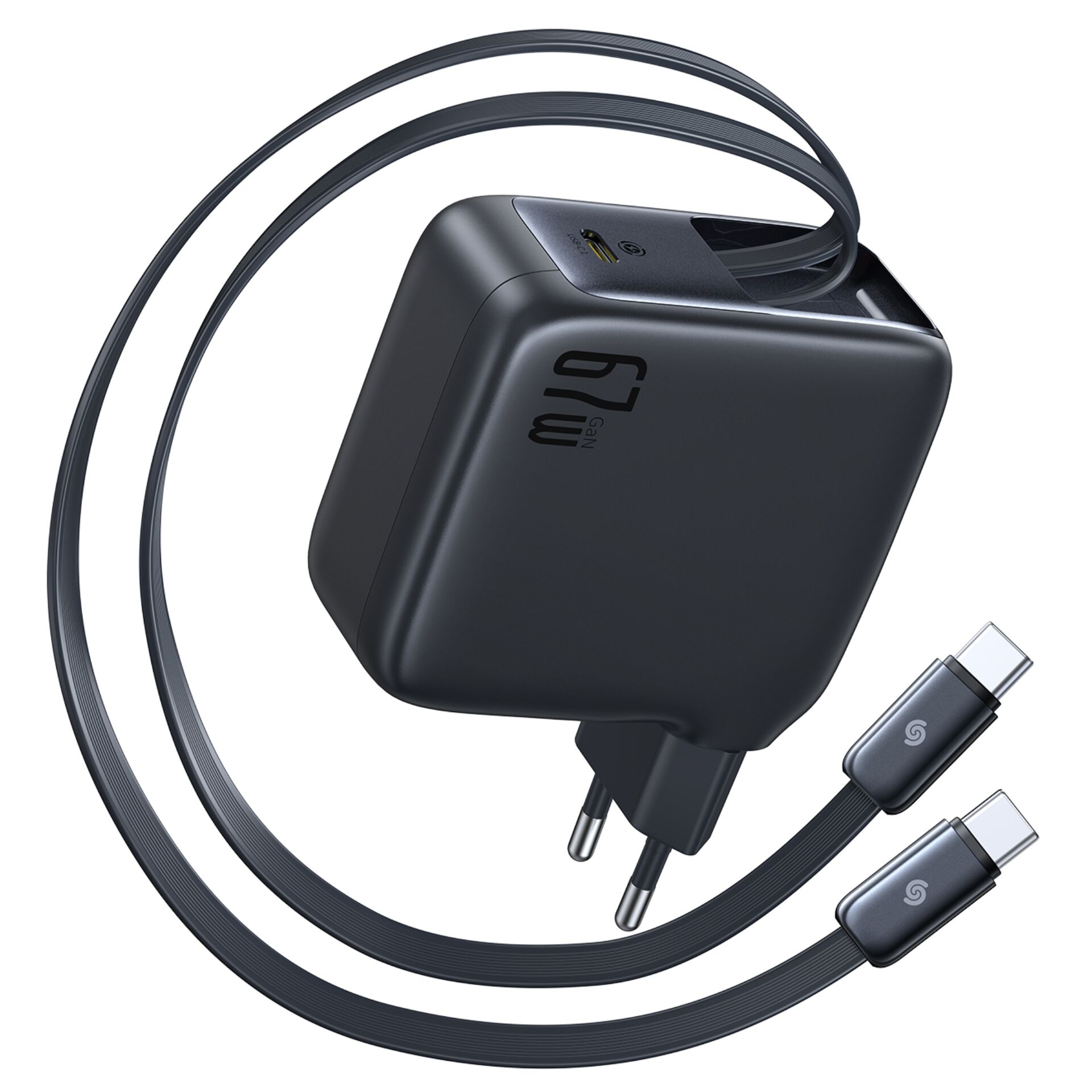 Reiseladegerät, USB-C, Adapter, Mehrfach-Stecker, Schwarz