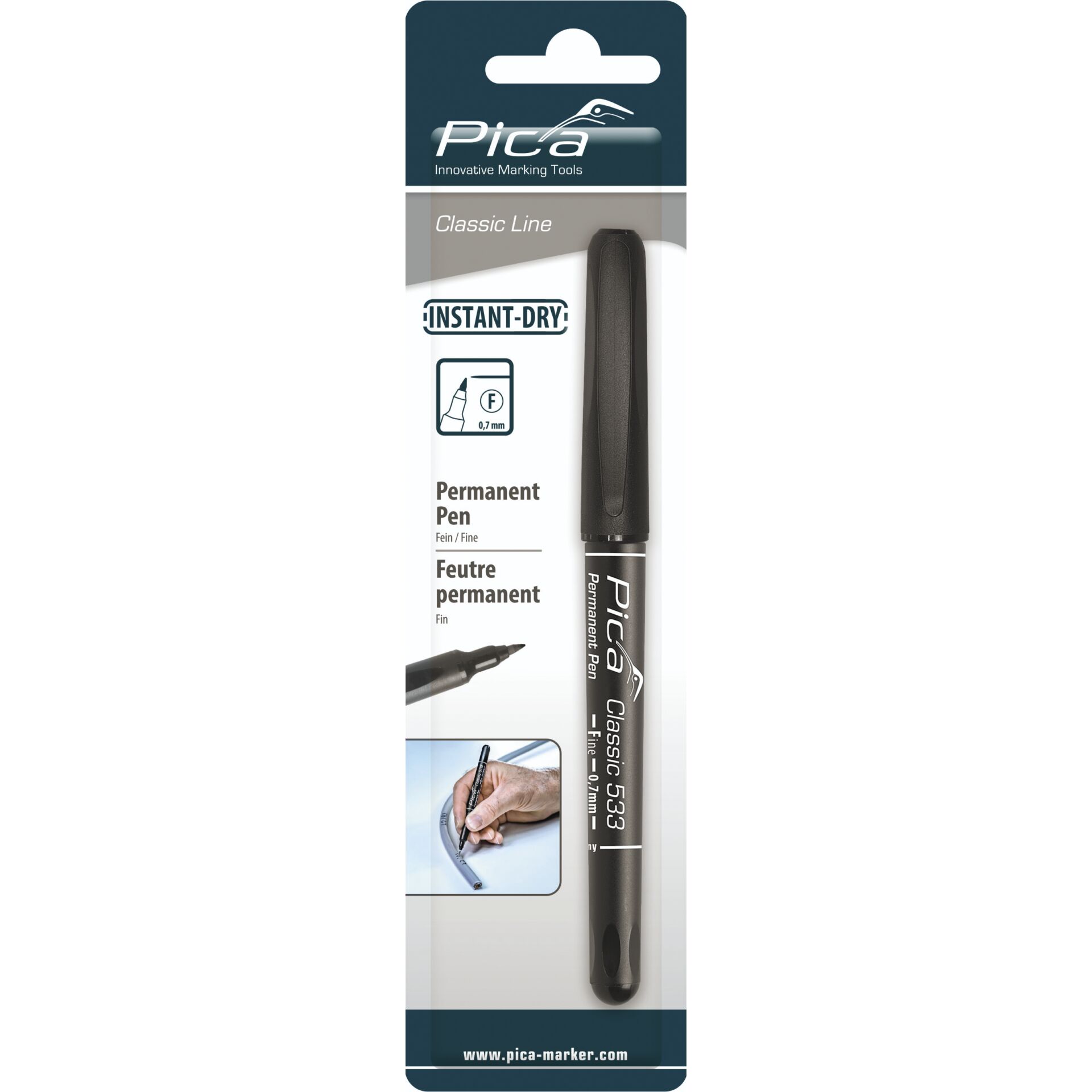Pica Permanent Pen, 0,7mm  black / Retail Packaging