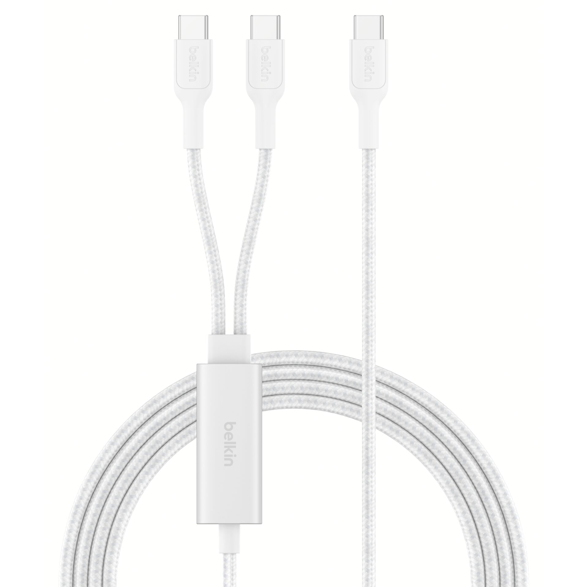 Ladekabel, USB-C Kabel, 3-fach USB-C, geflochtenes Kabel, weißes Kabel
