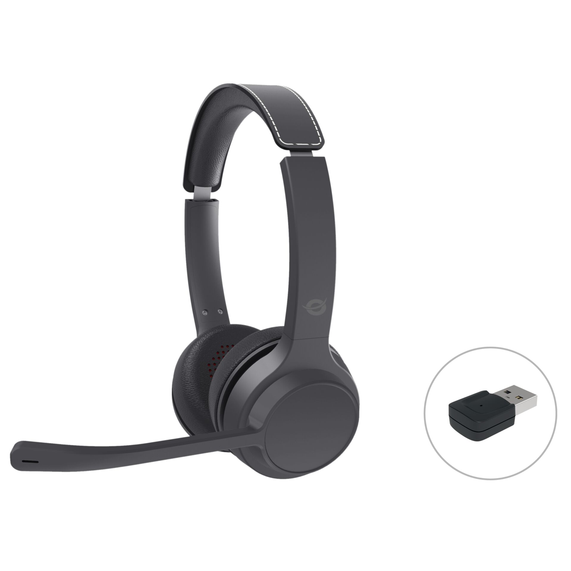 Kopfhörer, Over-Ear, Mikrofonarm, Schwarz, USB-A Adapter