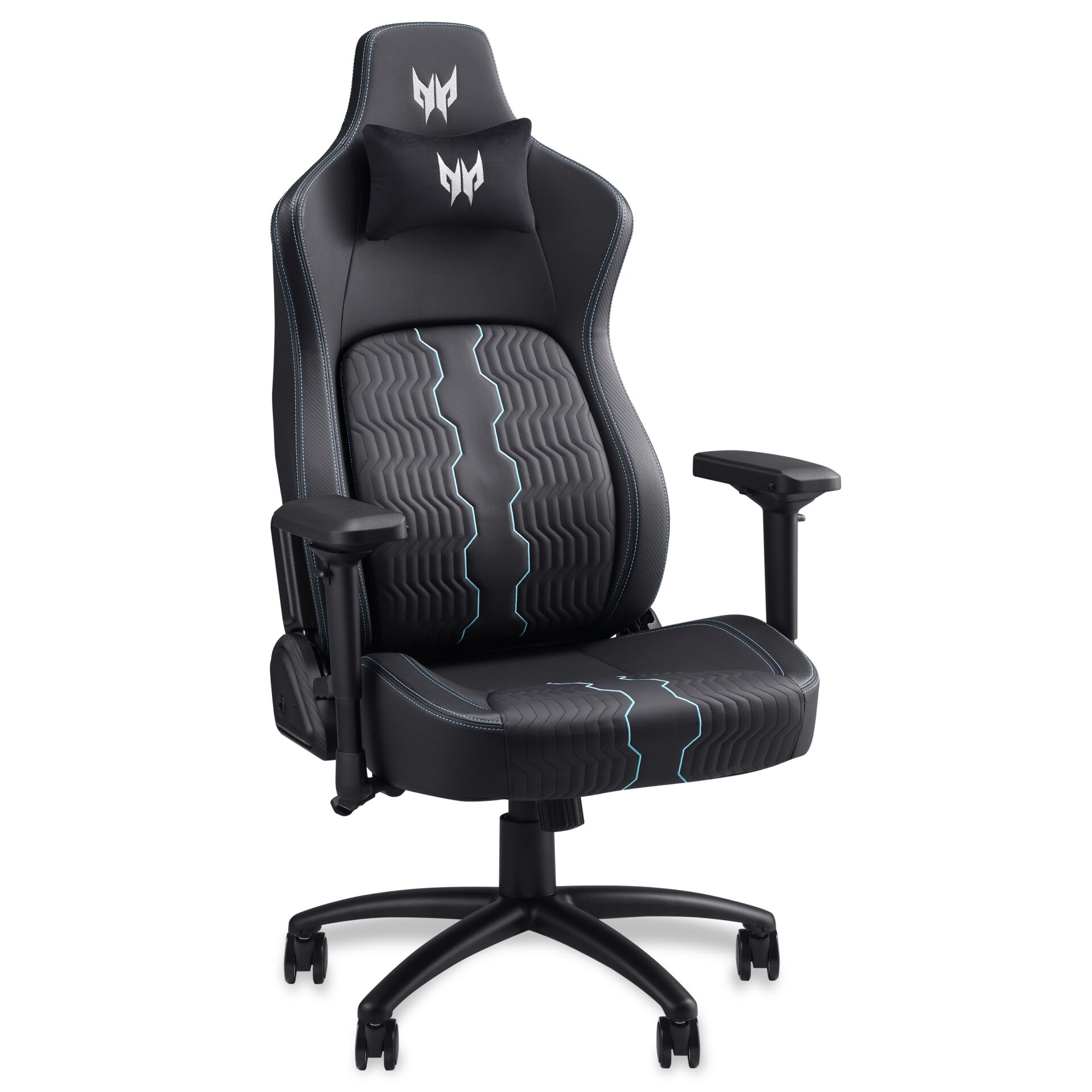 Gaming chair, Lumineszierende Ziernähte, Ergonomisch, W-förmiges Muster, Verstellbare Armlehnen