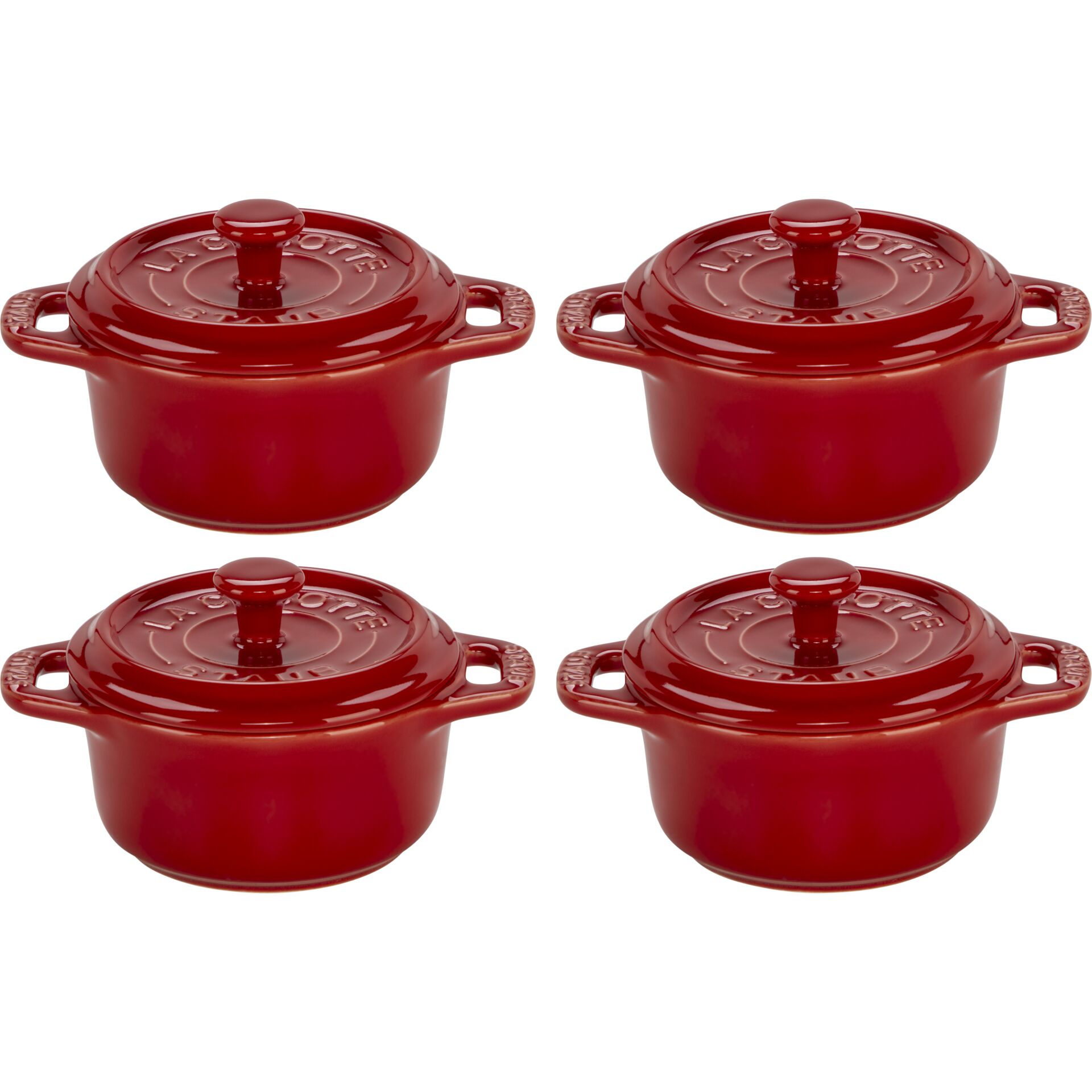 minikasserollen, rotes kochgeschirr, emaille topf?, kasserolle set, vierer-set