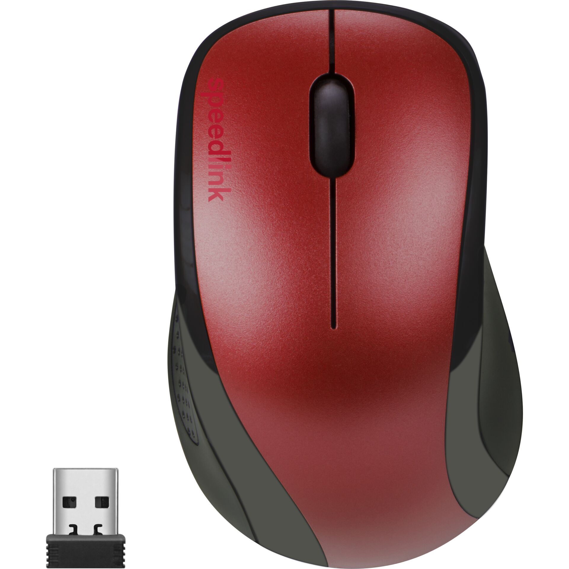 Maus, kabellos, USB, rot, schwarz