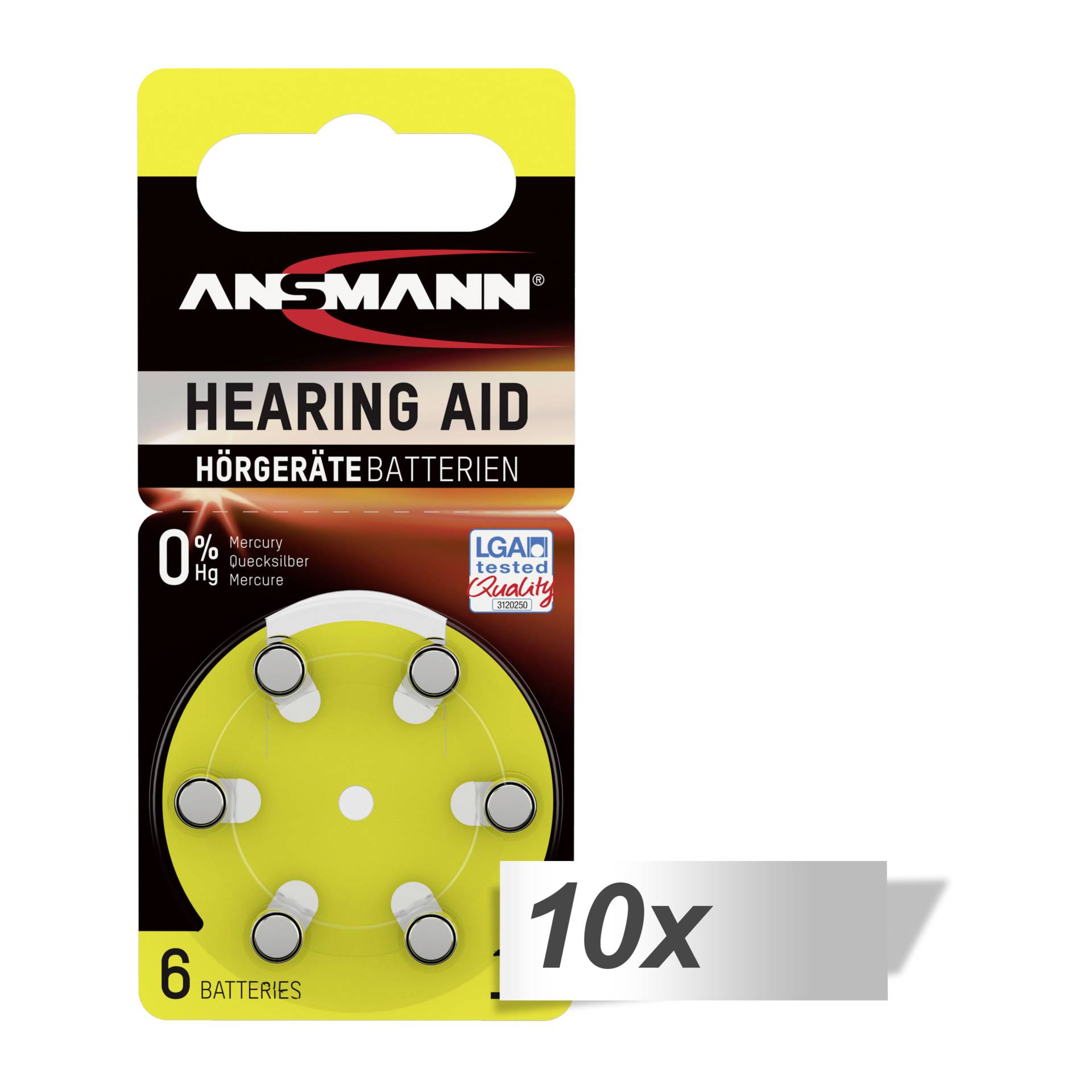 10x6 Ansmann Zinc-Air 10 (PR70)  Hearing Aid Batteries
