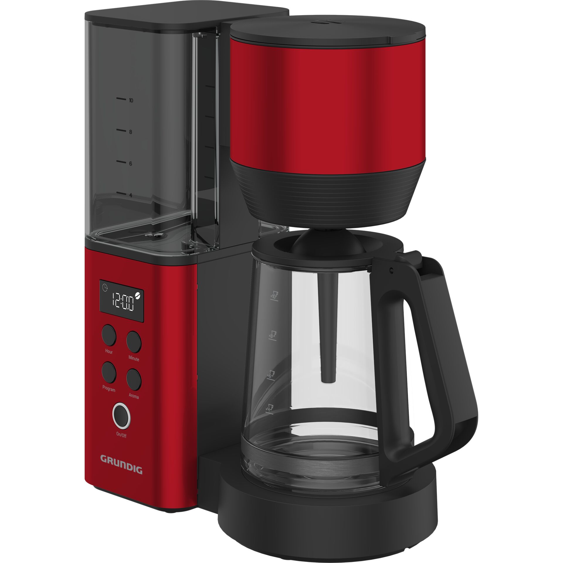 Kaffeemaschine, Filterkaffeemaschine, Rot, Glasbehälter, Digitaldisplay