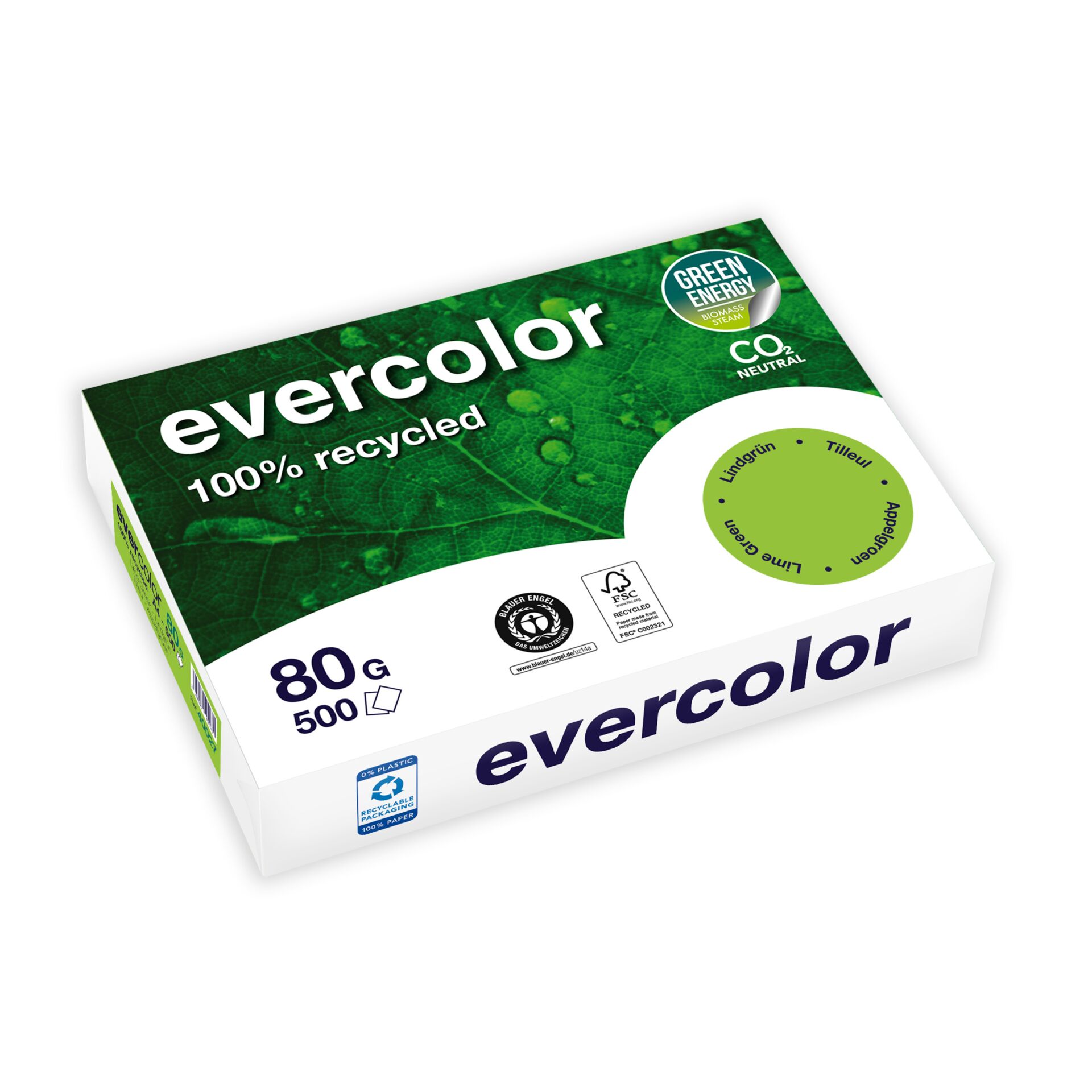 Clairefontaine EverColor zielony  Recyclingpapier A 4 80 g 500 Bl.