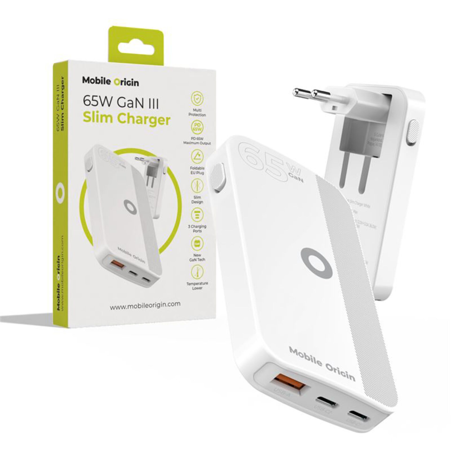 65W, GaN III, Slim Charger, USB-C, USB-A