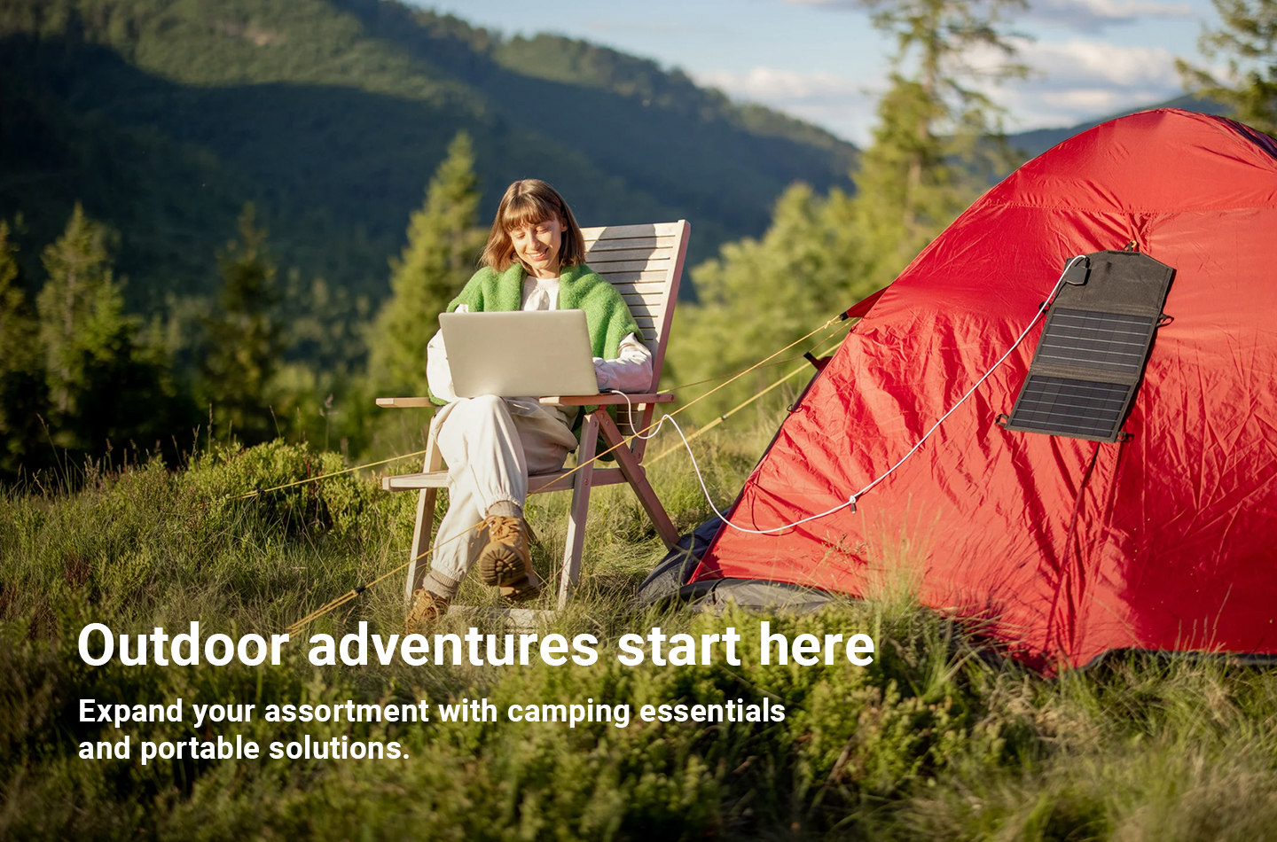 camping, laptop, tent, outdoor, charger